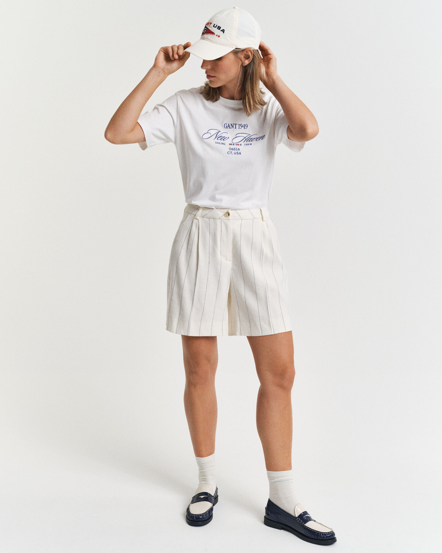 Short en lin à rayures tennis