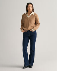 Pull col V en laine côtelée