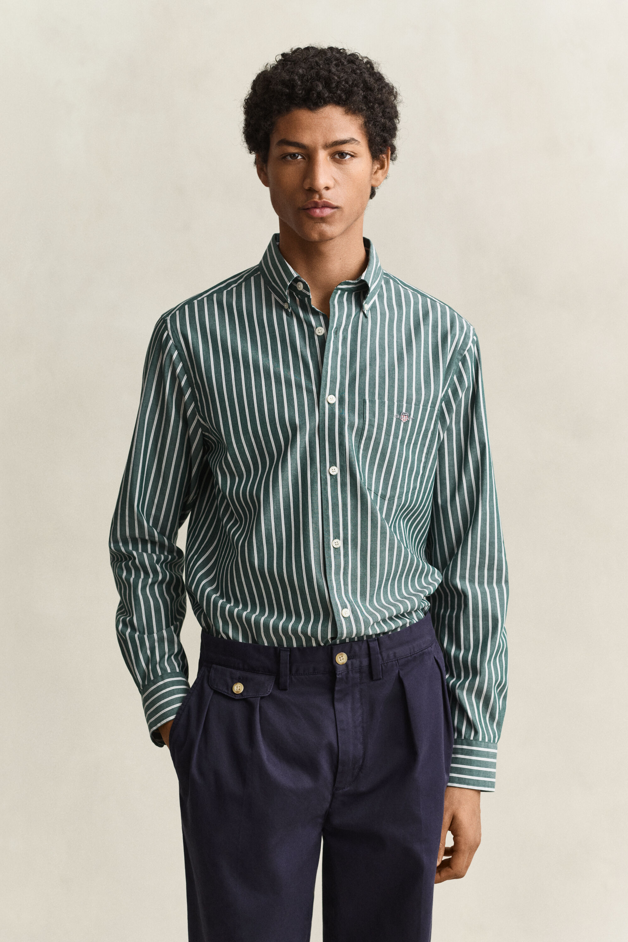 Chemise en popeline à rayures