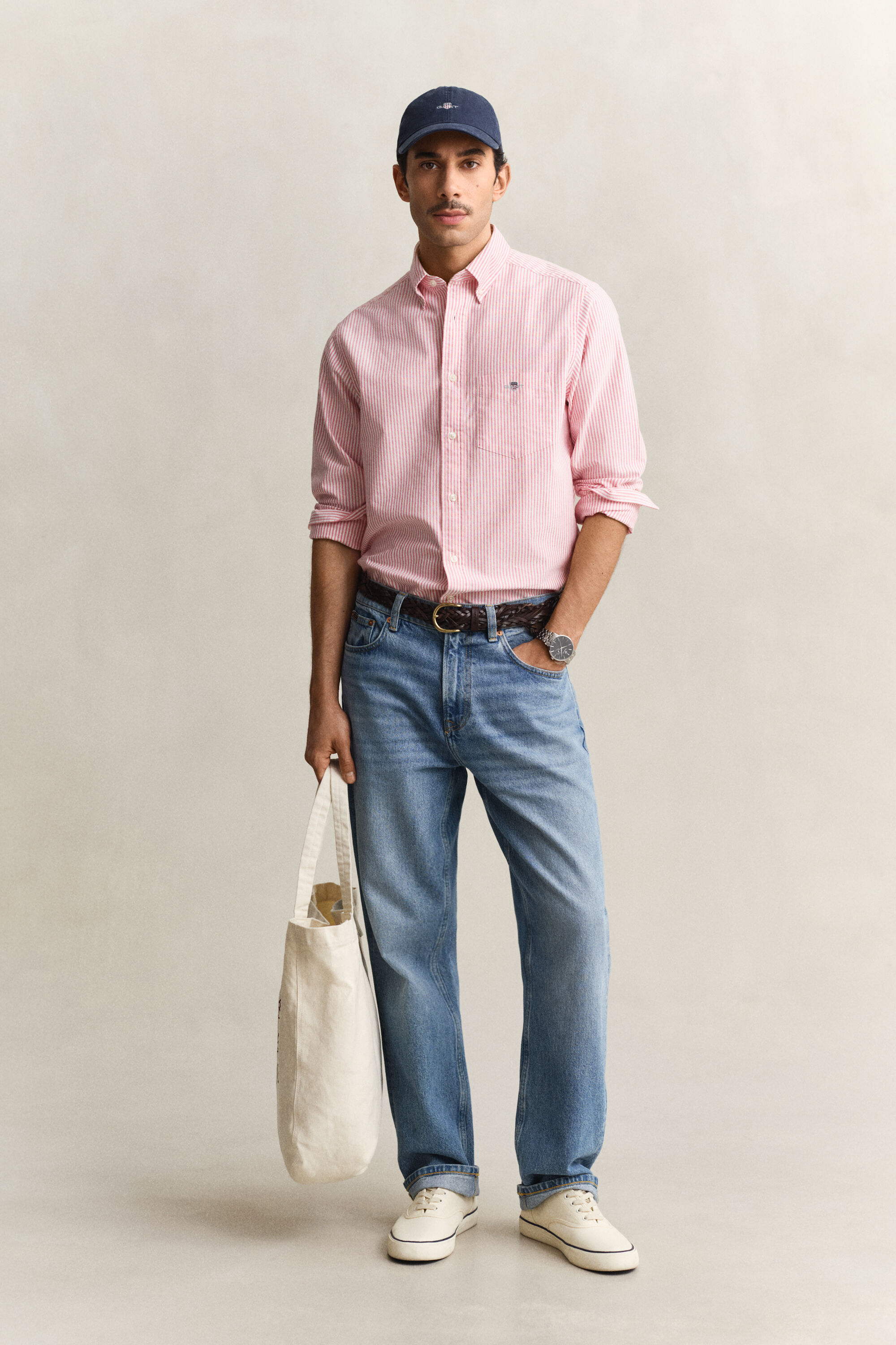 Chemise en coton Oxford classique à rayures Banker