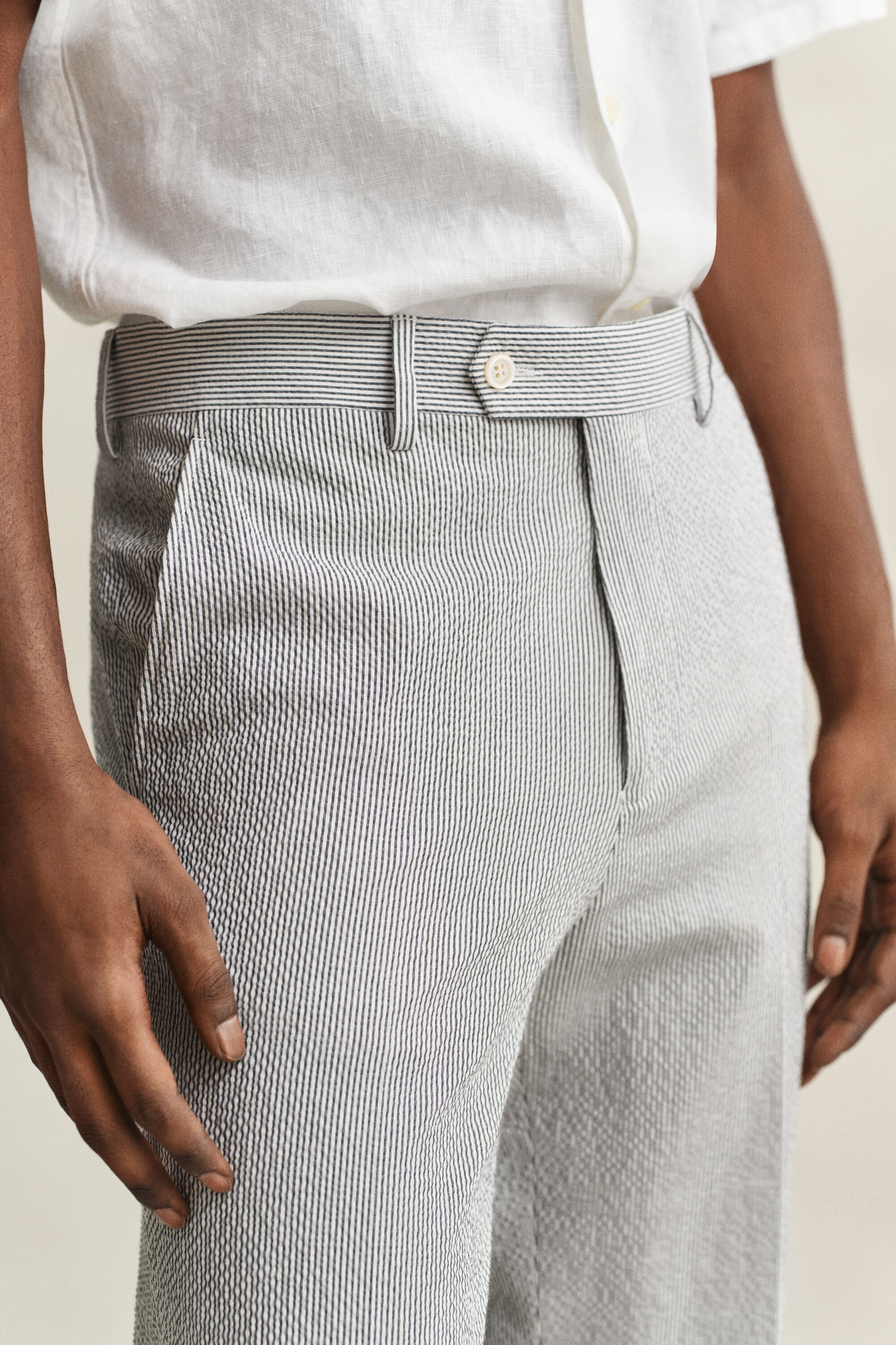 Pantalon de costume en seersucker