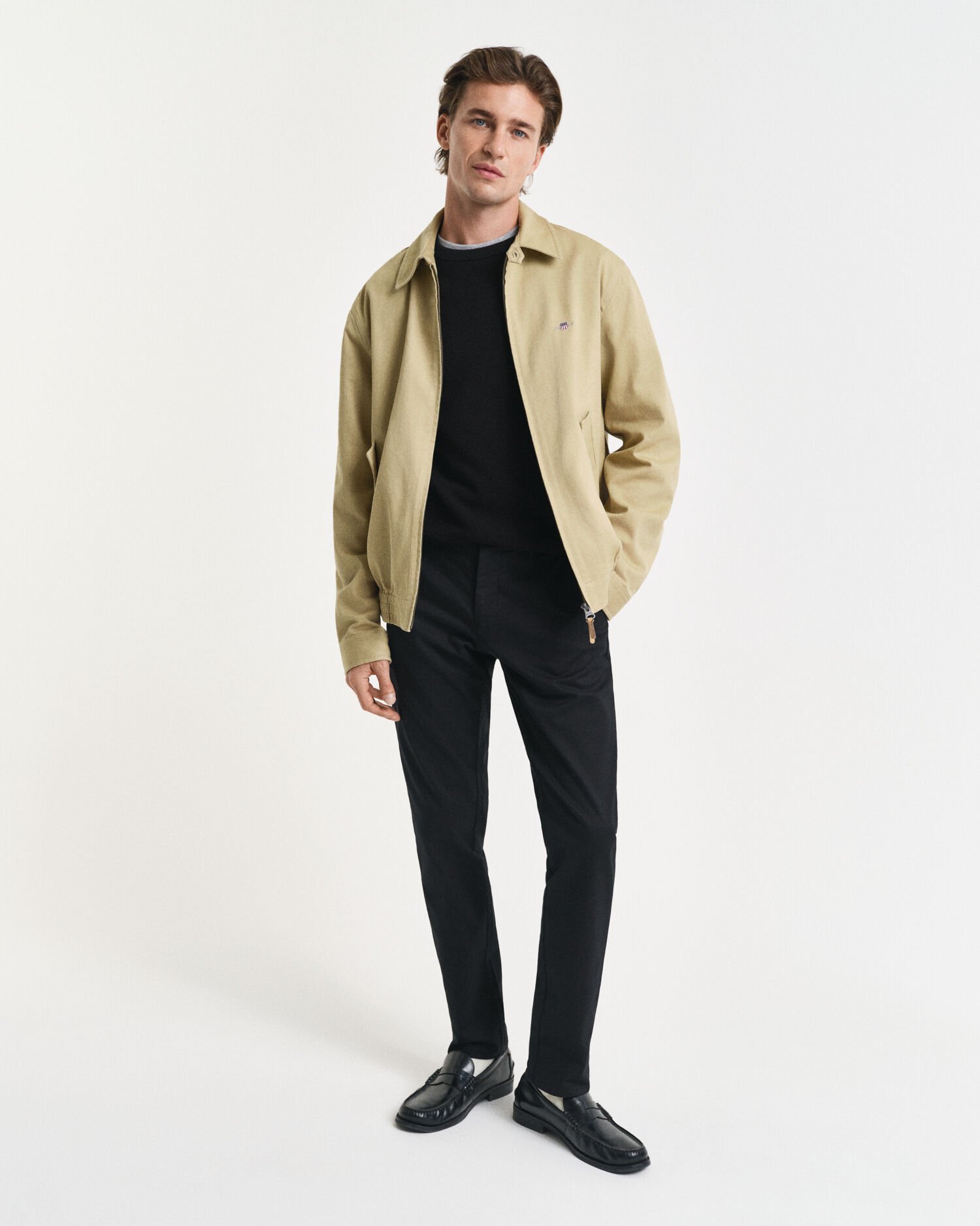 Pull col rond en coton piqué