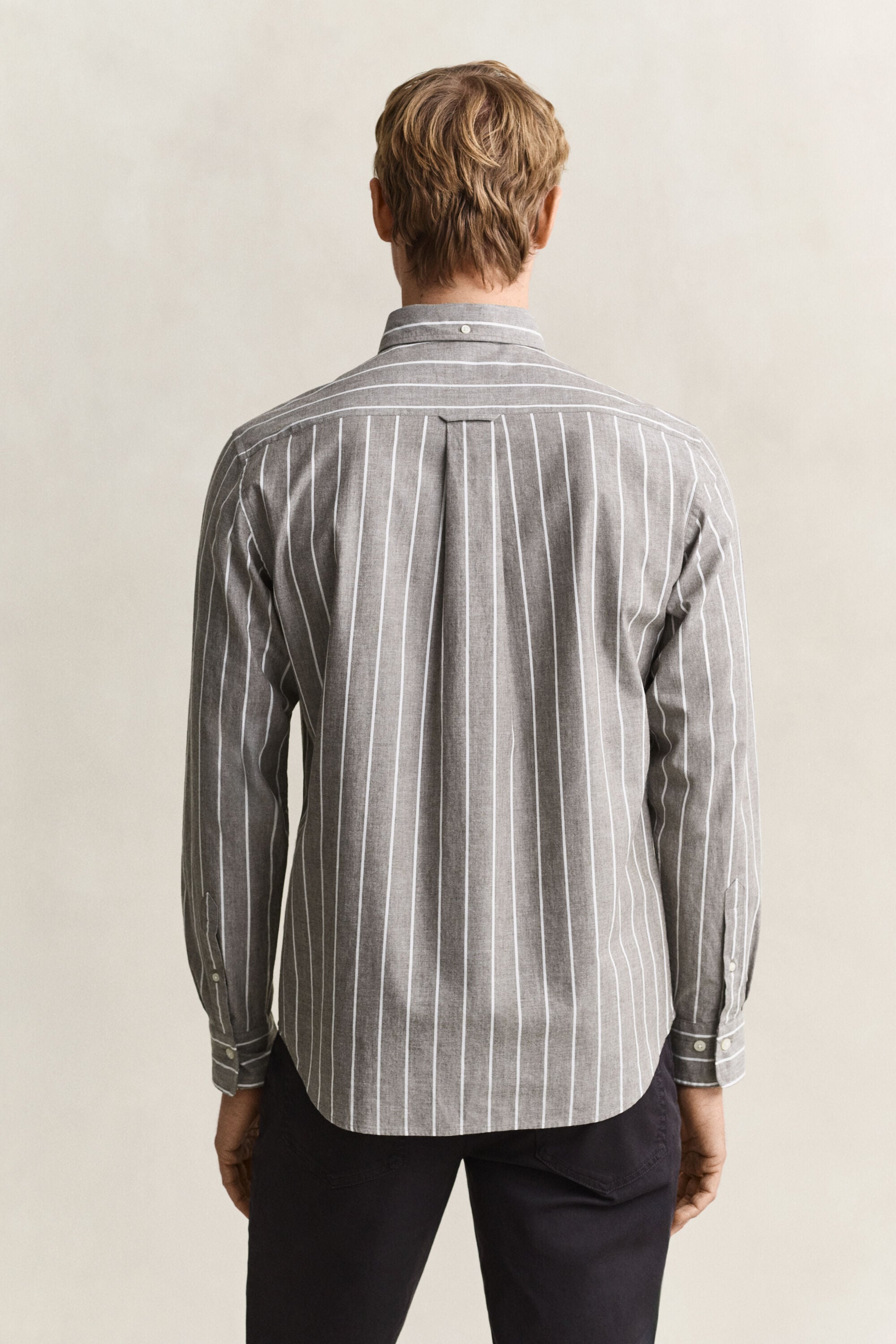 Chemise à rayures en popeline chinée