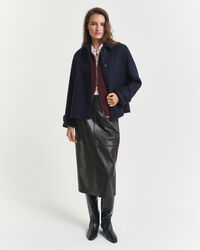 Jupe crayon midi en cuir