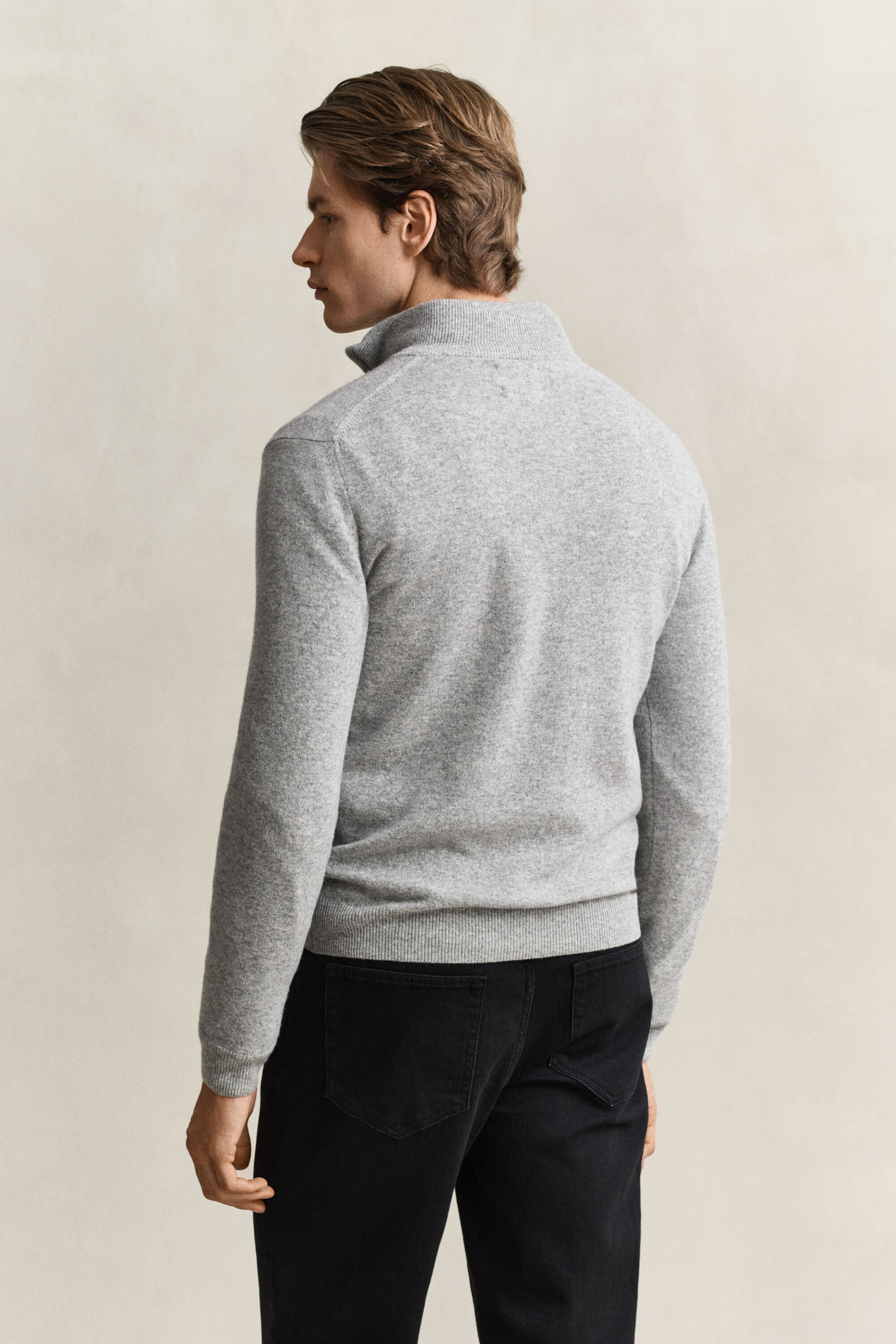 Pull à demi-zip en laine d’agneau