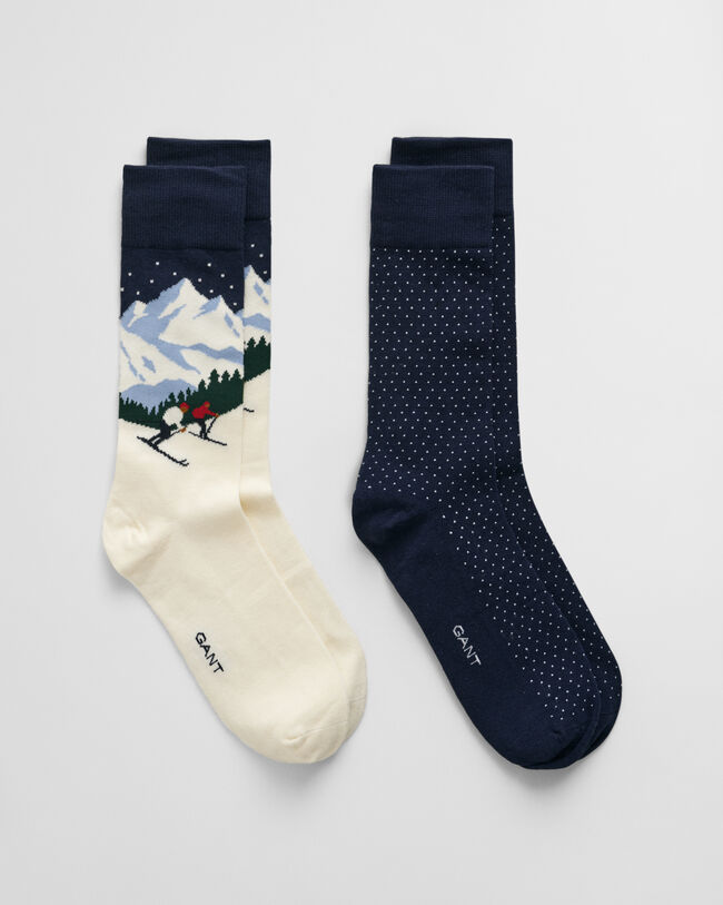 Coffret cadeau 2 paires de chaussettes motif ski