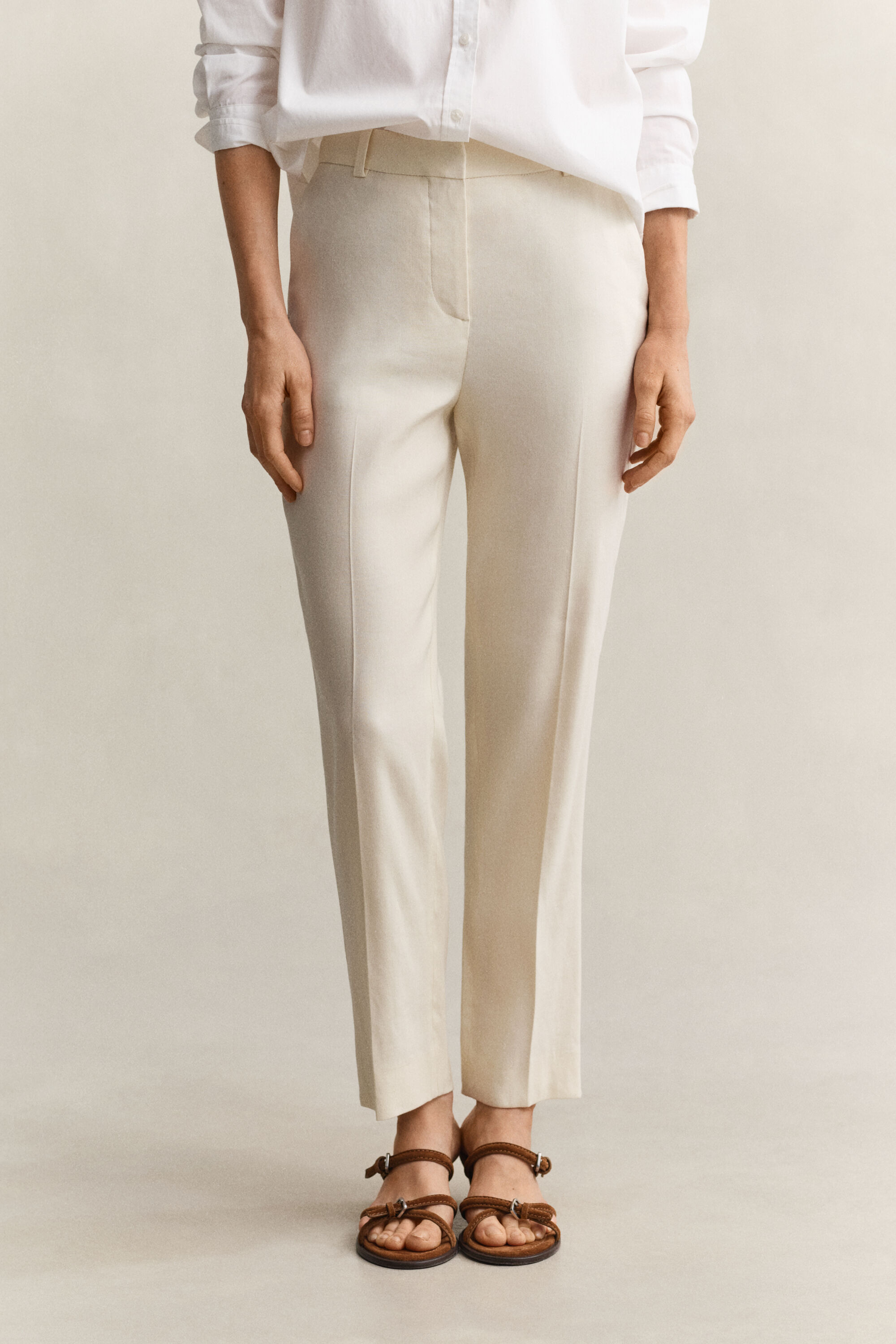 Pantalon habillé en lin stretch