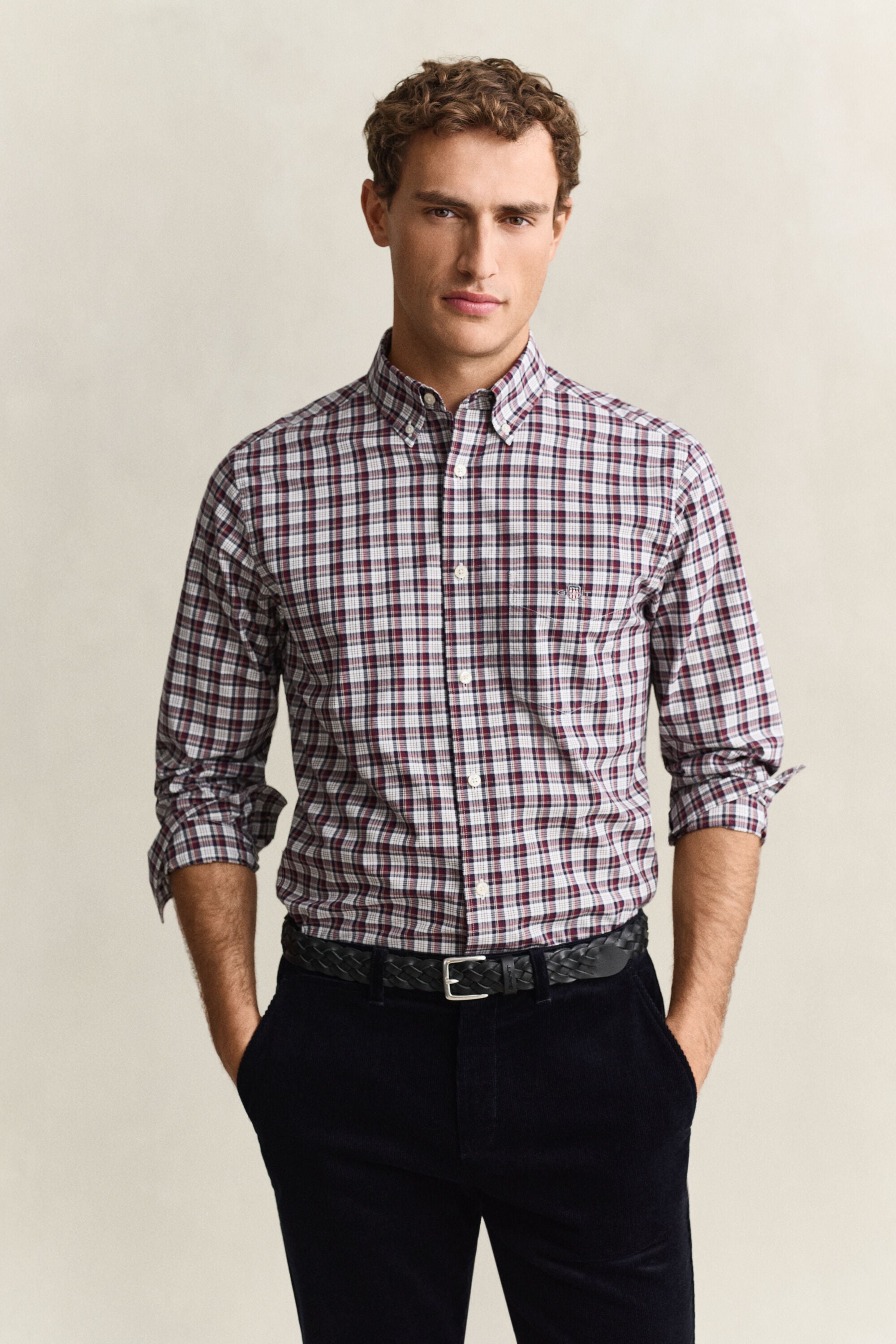 Chemise en popeline à carreaux