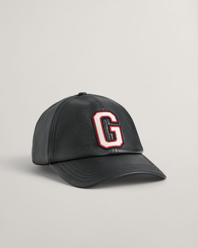Casquette en cuir avec écusson G