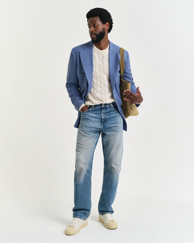 Veste de costume coupe regular en laine moulinée