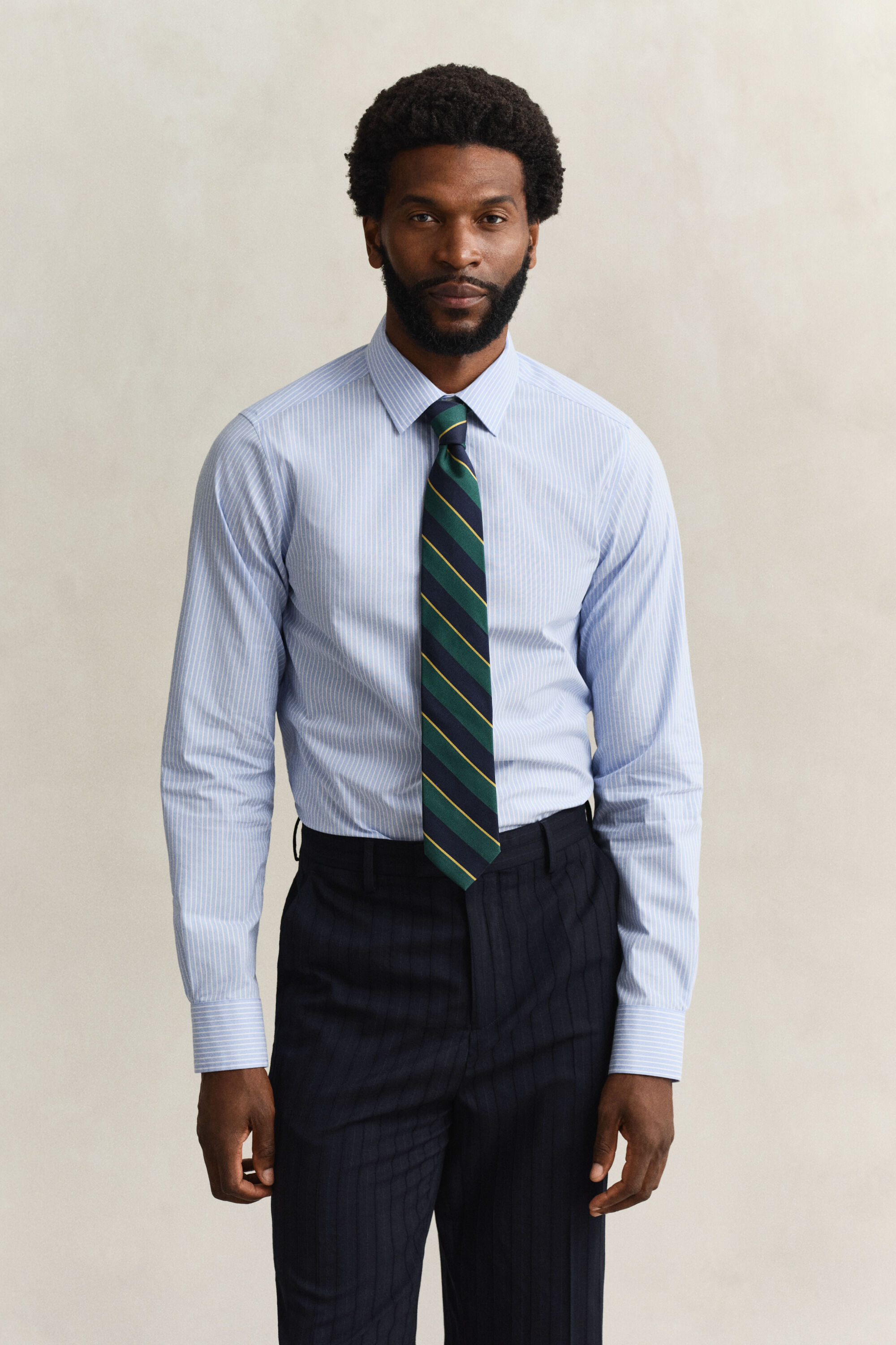 Chemise en popeline stretch à rayures