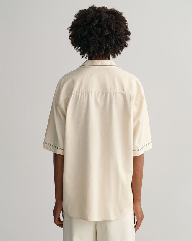 Chemise ultra-ample brodée à manches courtes