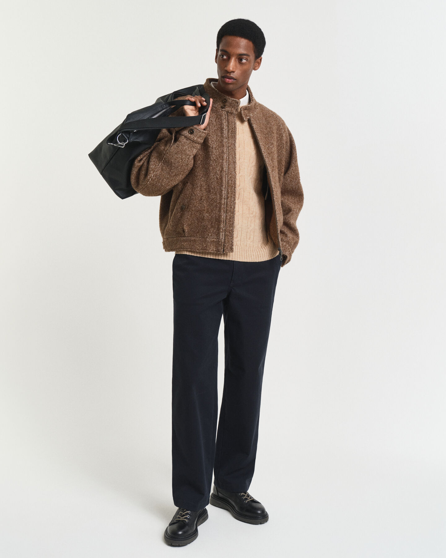 Pull col rond en maille torsadée en laine d'agneau