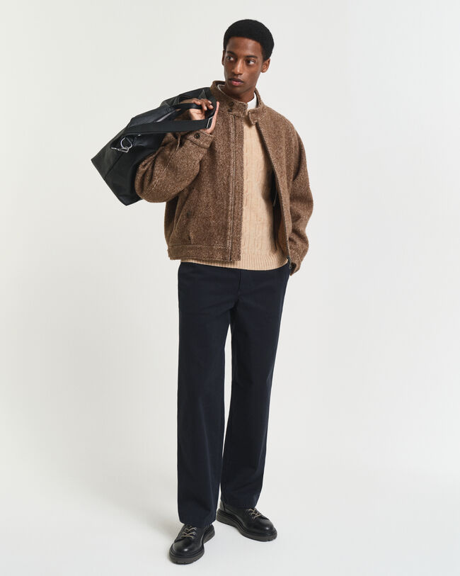 Pull col rond en maille torsadée en laine d'agneau