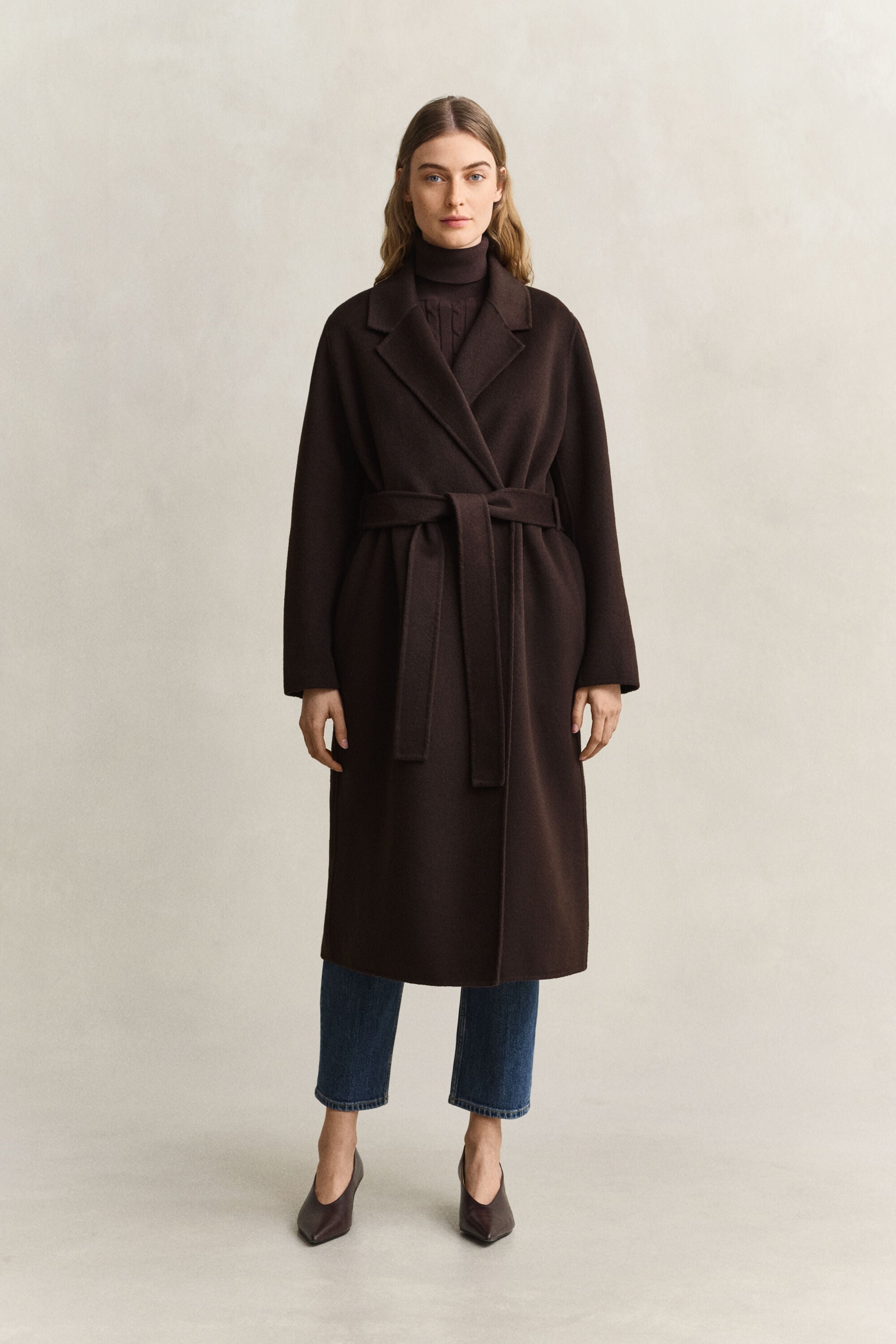 Manteau cousu main avec ceinture