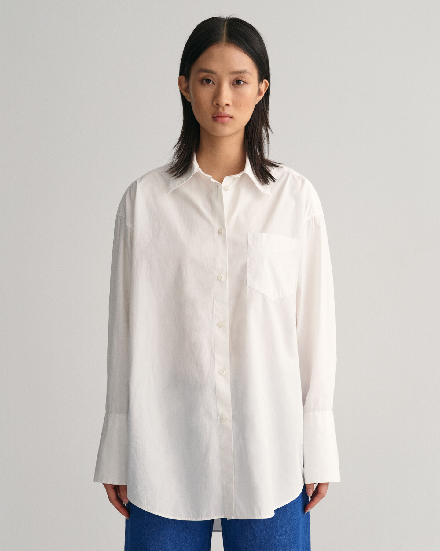 Chemise ultra-ample en popeline à poignets hauts