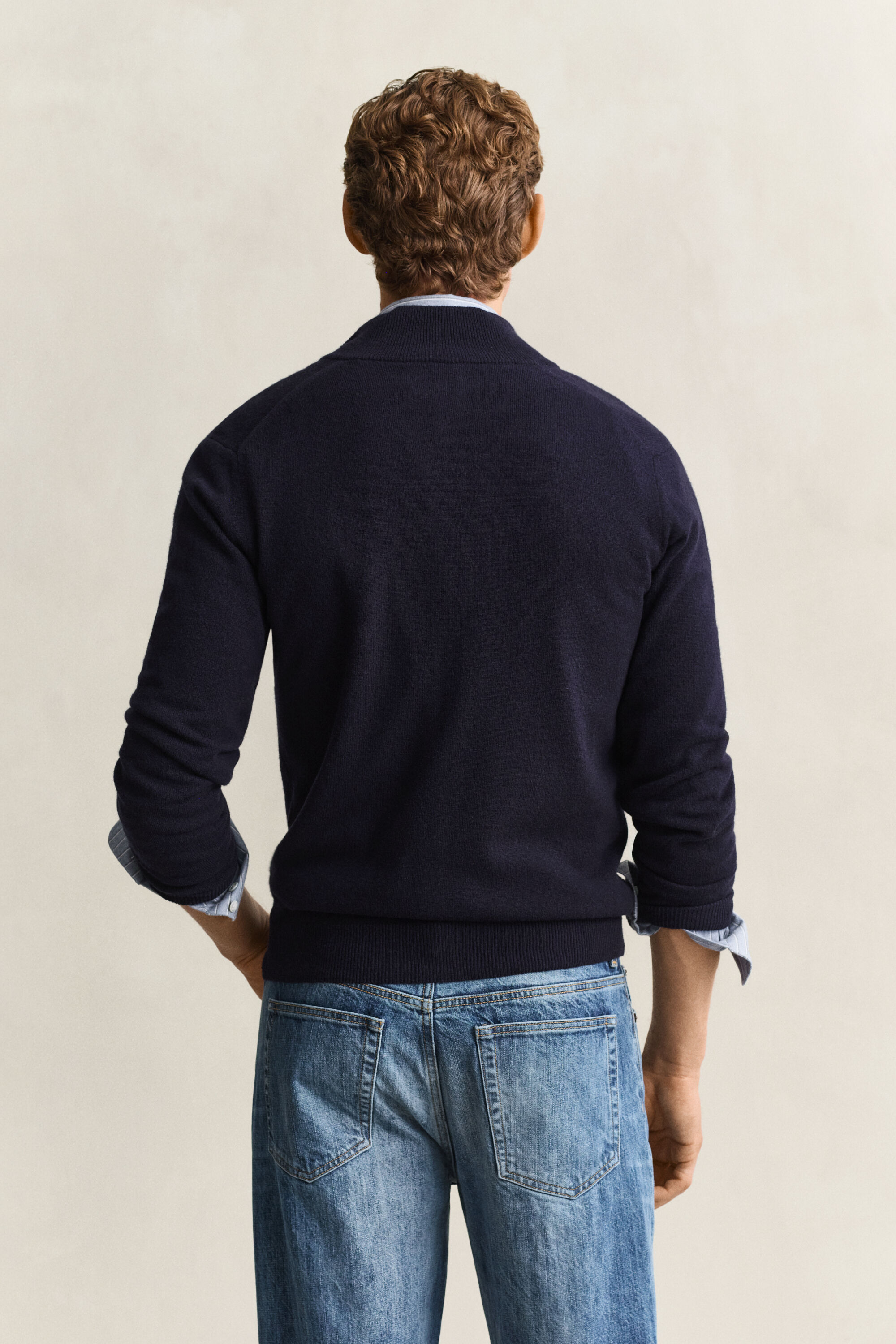 Cardigan zippé en laine d’agneau