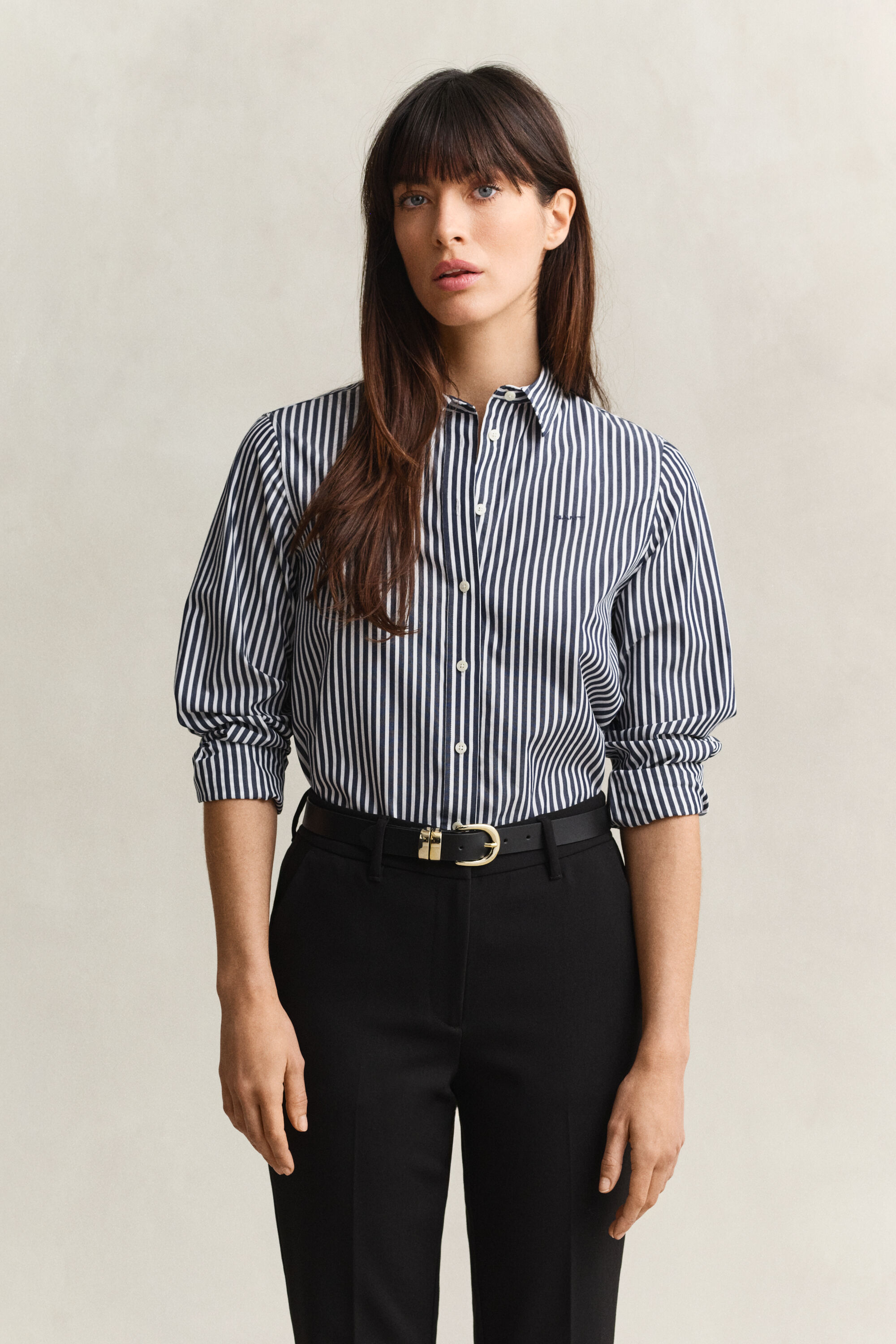 Chemise regular en popeline à rayures classique