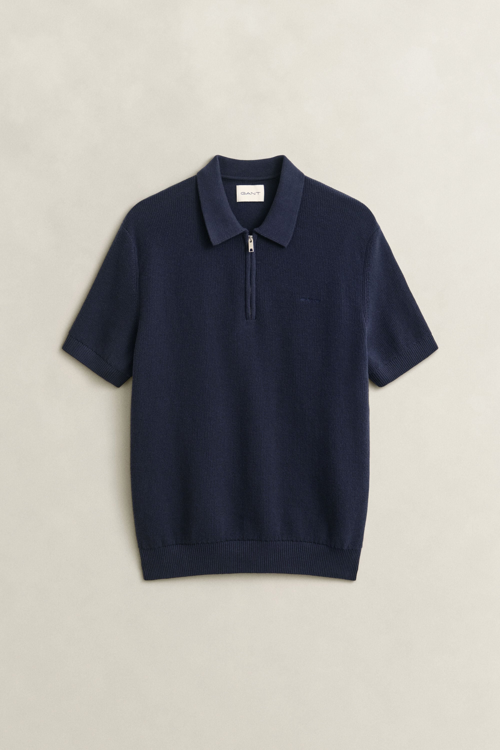 Pull façon polo en coton côtelé
