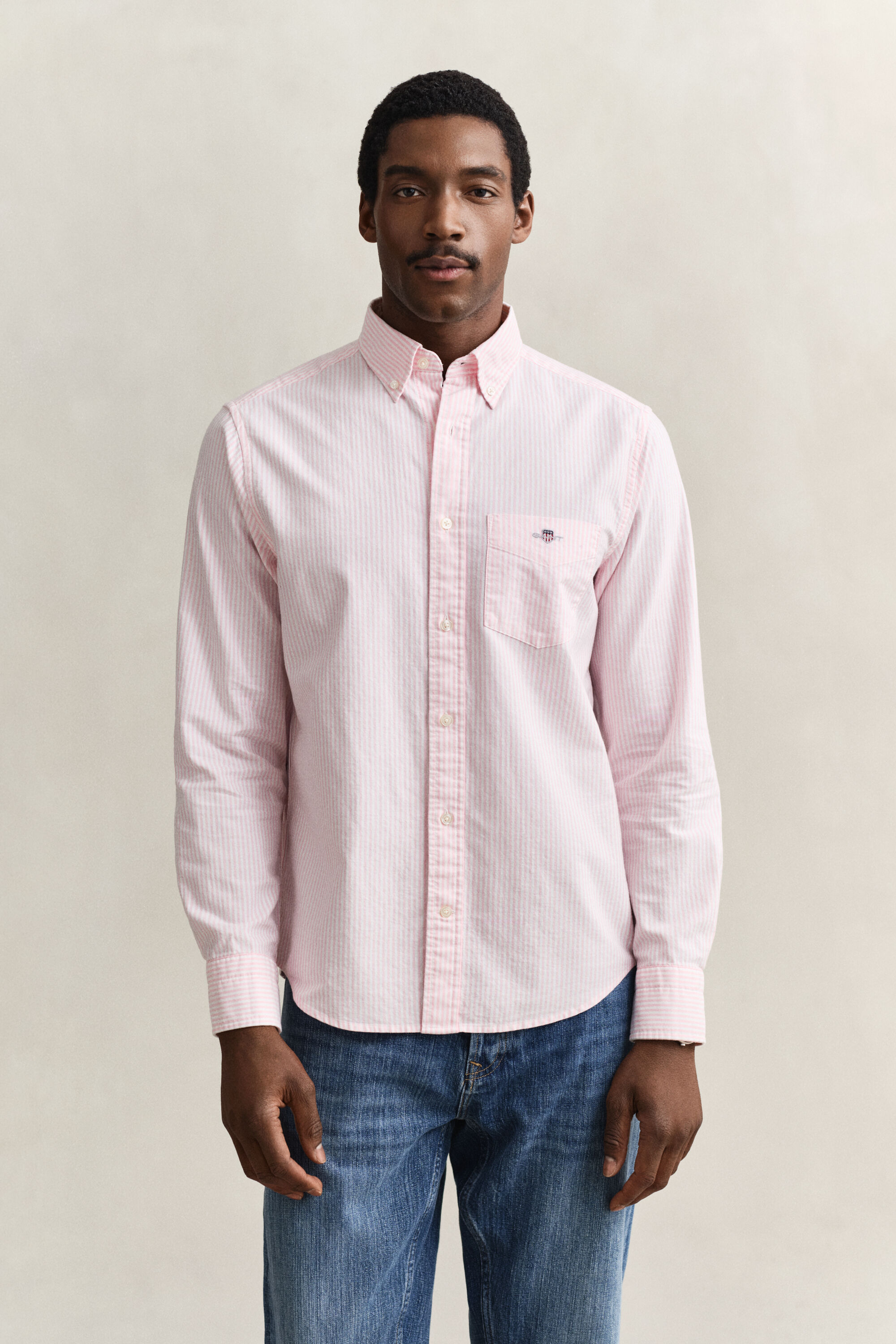 Chemise en coton Oxford classique à rayures Banker