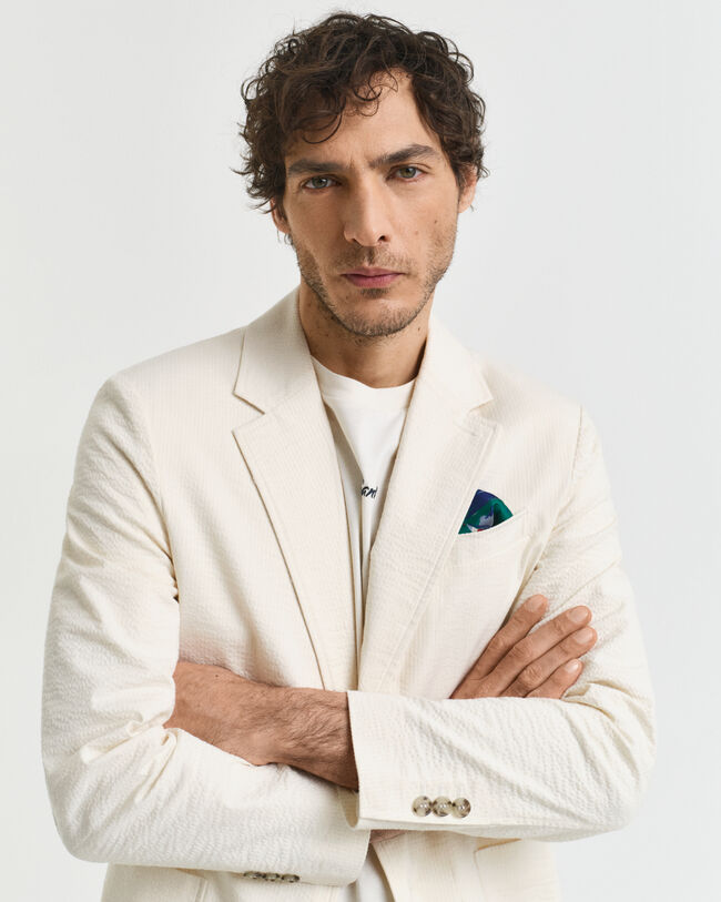Veste de costume coupe slim en seersucker
