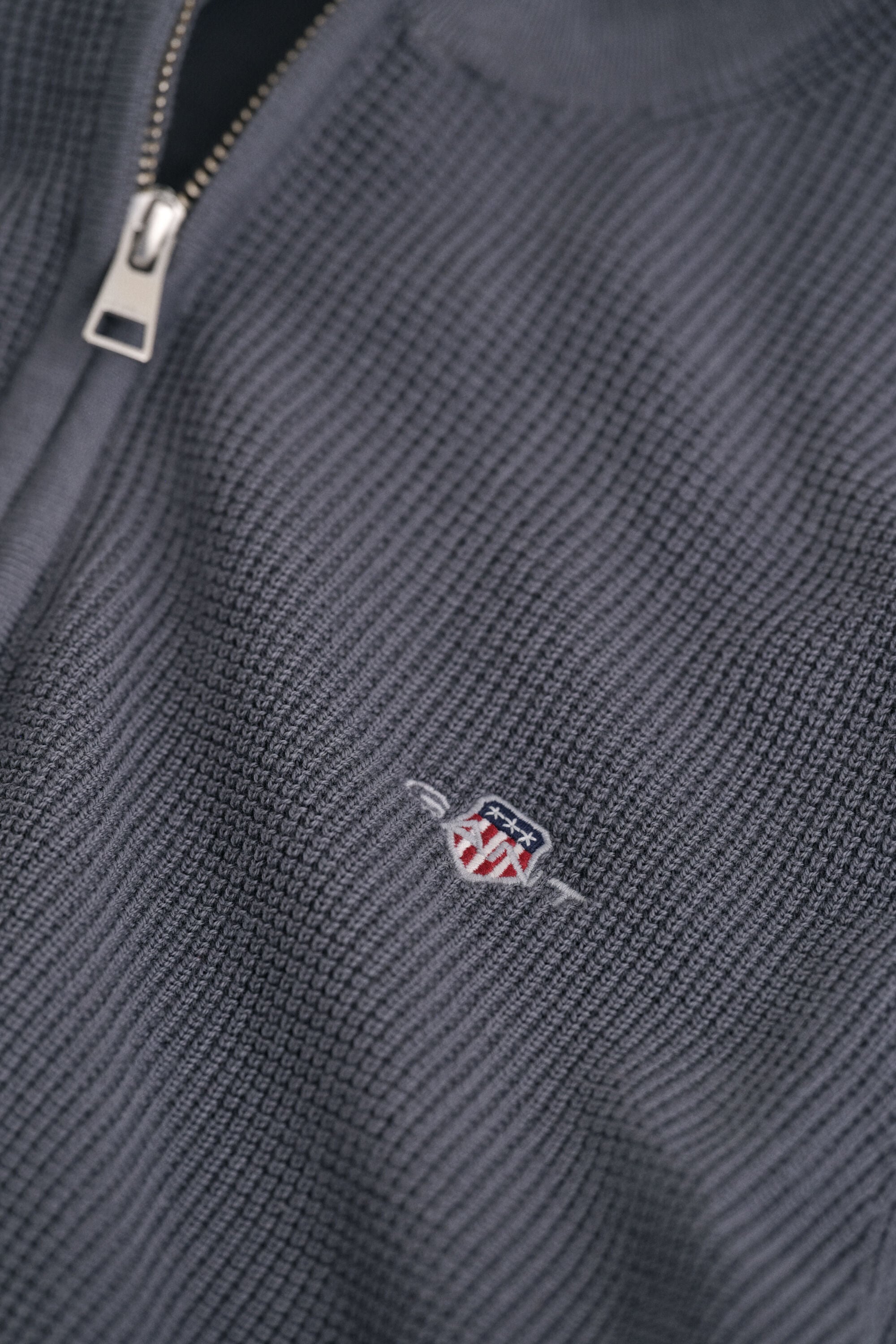 Pull à demi-zip en coton texturé