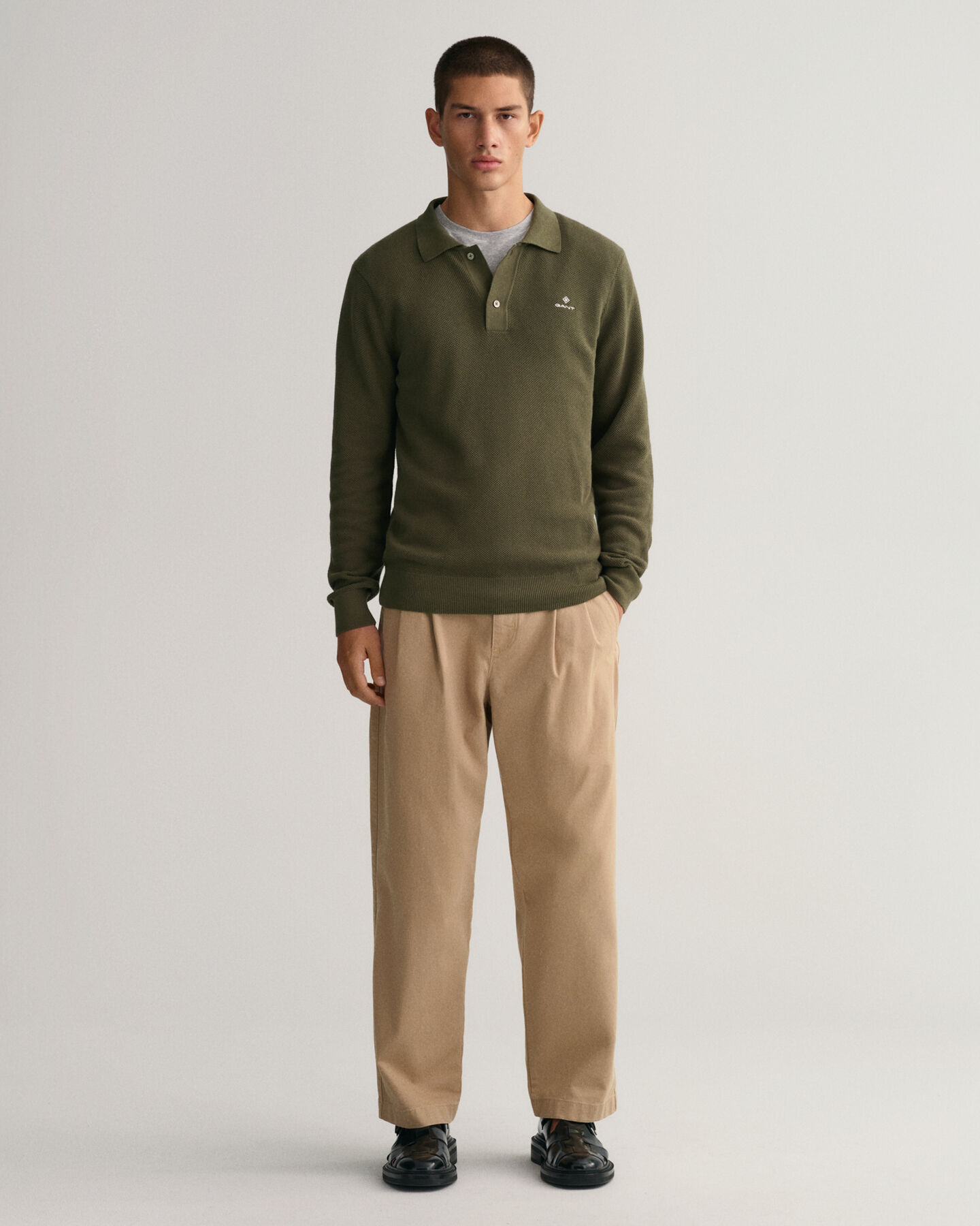 Pull fa&ccedil;on polo en coton piqu&eacute;