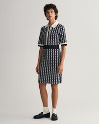 Robe-polo à manches mi-longues Chain Jacquard