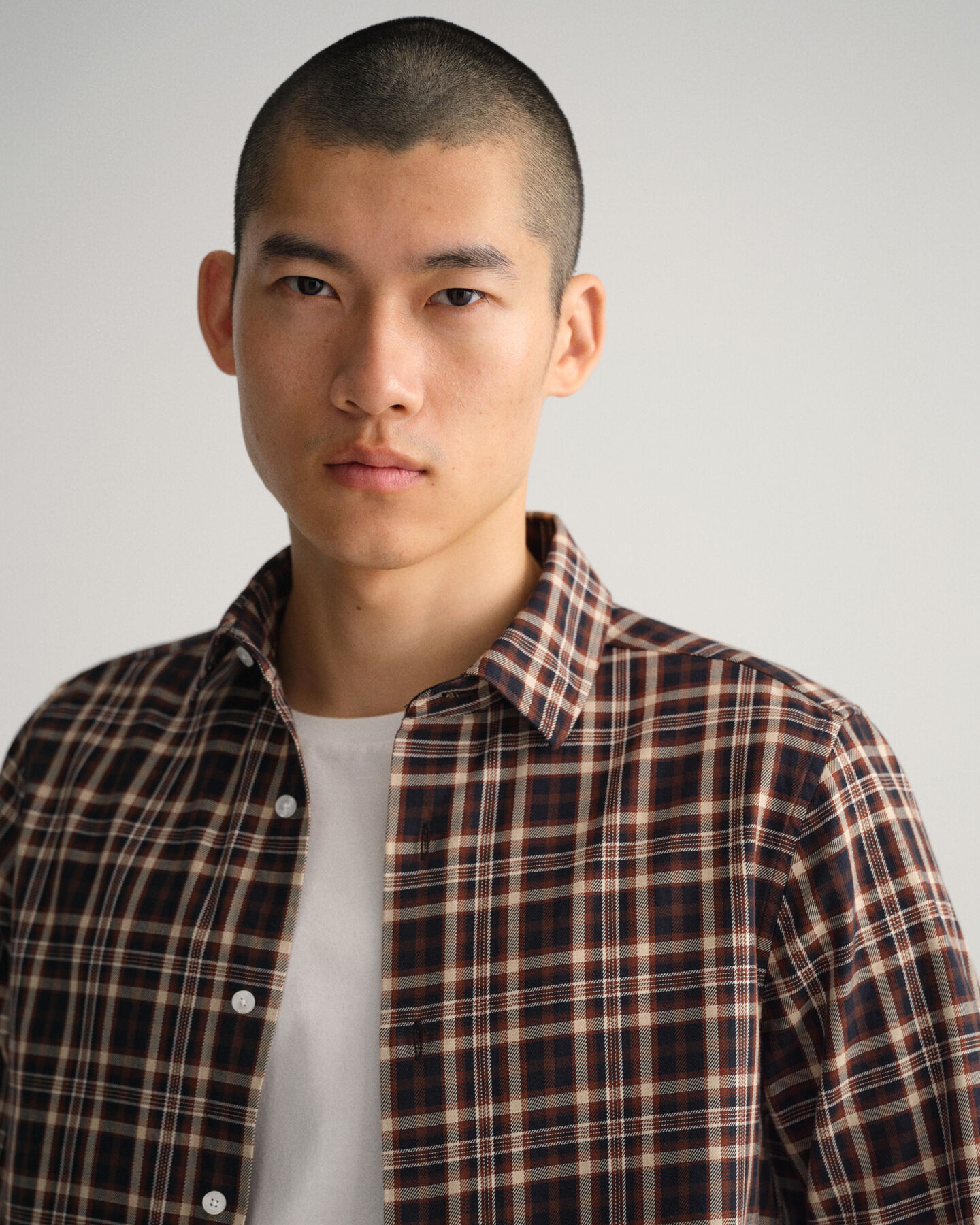 Chemise slim fit en serg&eacute; &agrave; carreaux