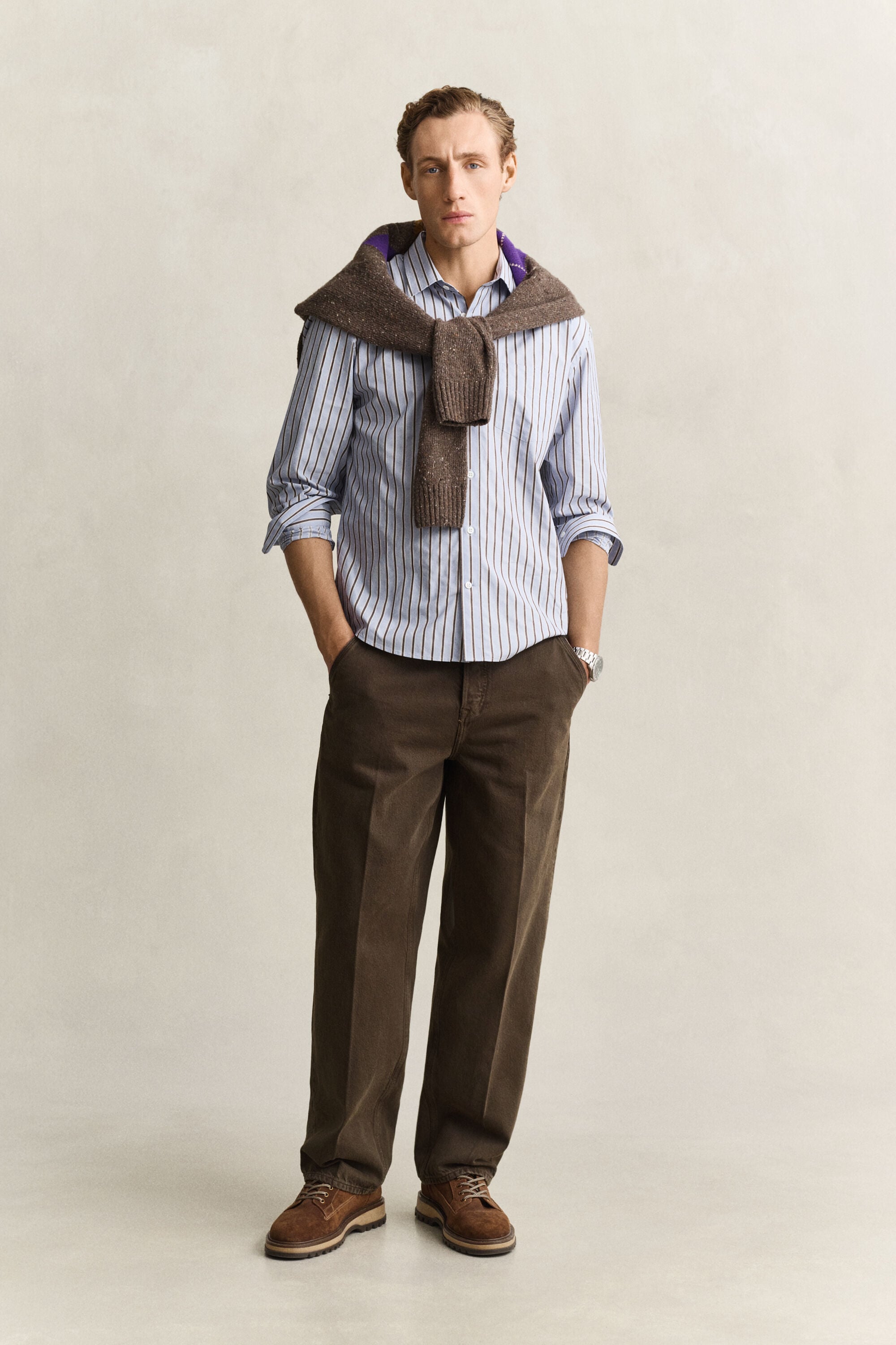 Chemise à rayures dobby
