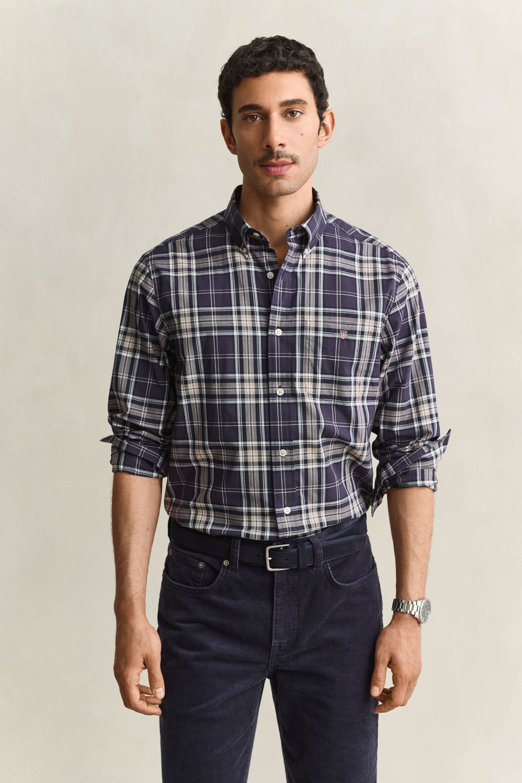 Chemise en popeline à carreaux