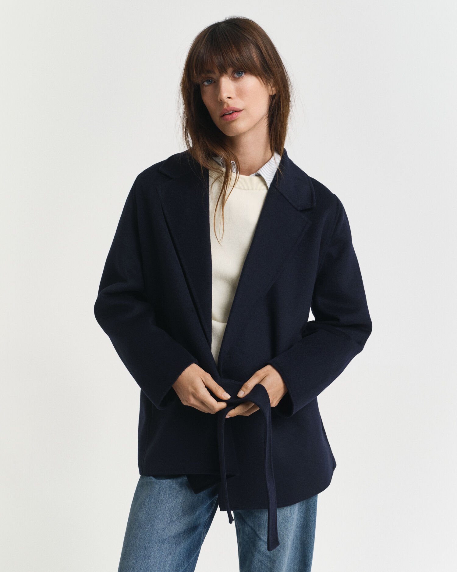 Veste cousue main avec ceinture