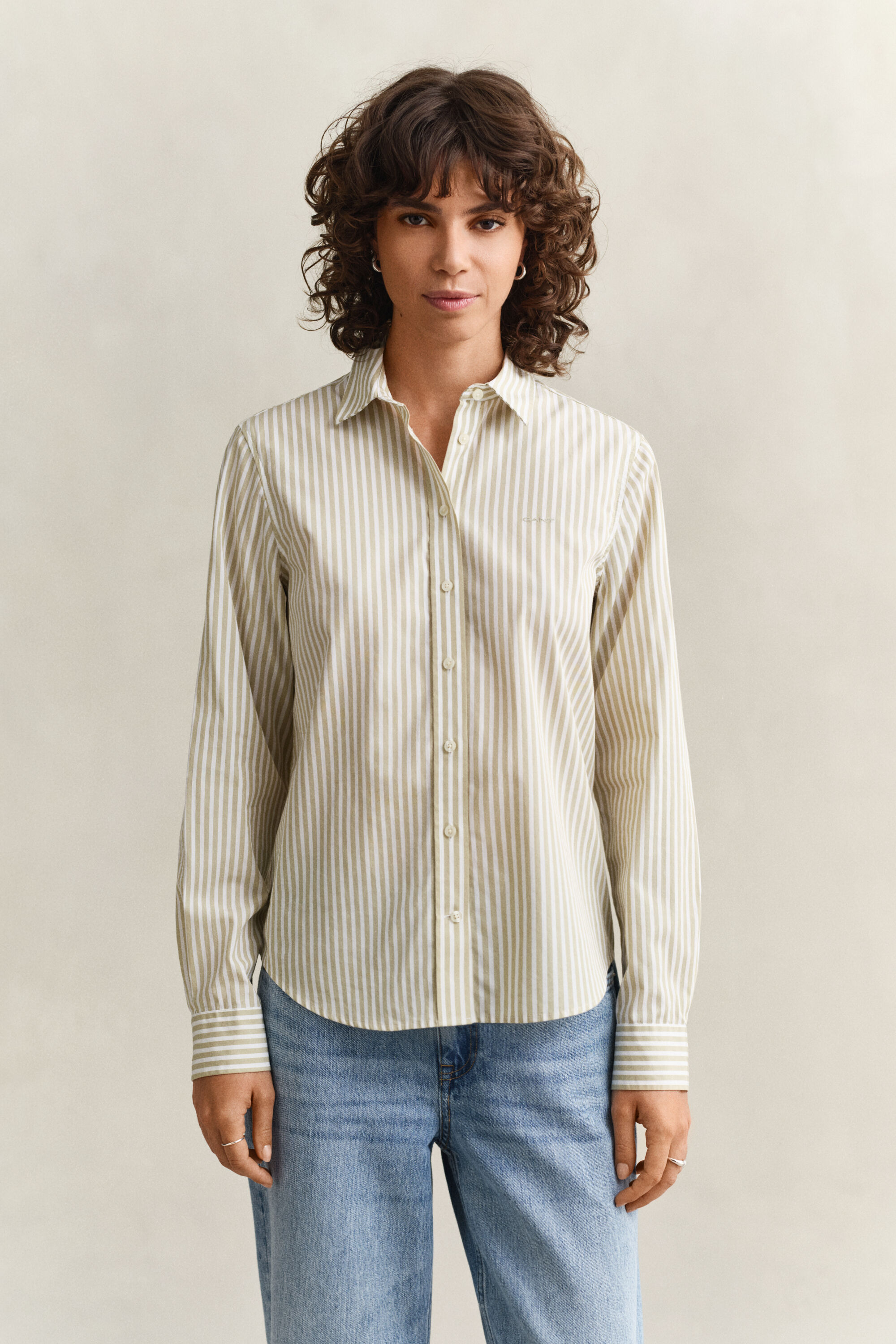 Chemise classique coupe regular en popeline à rayures