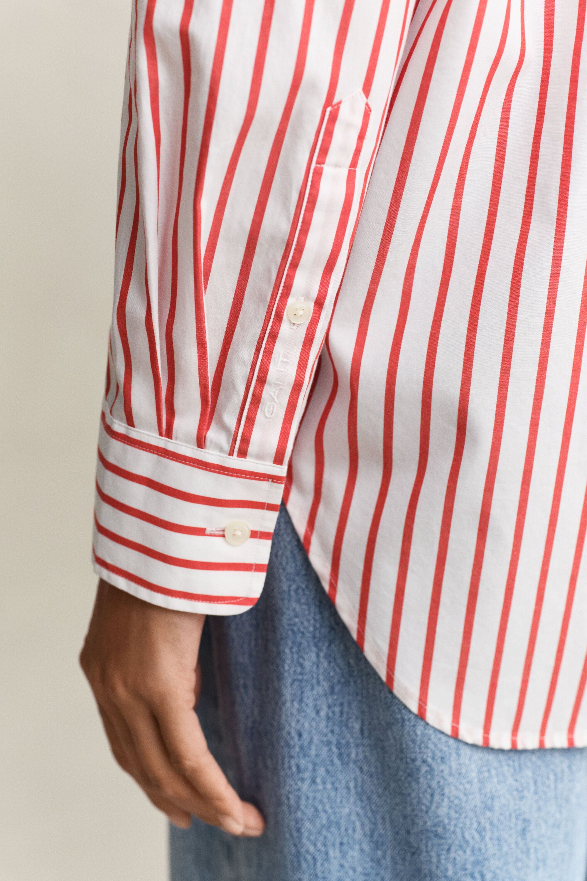 Chemise coupe décontractée classique en popeline à rayures