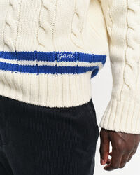 Pull col V en maille torsadée