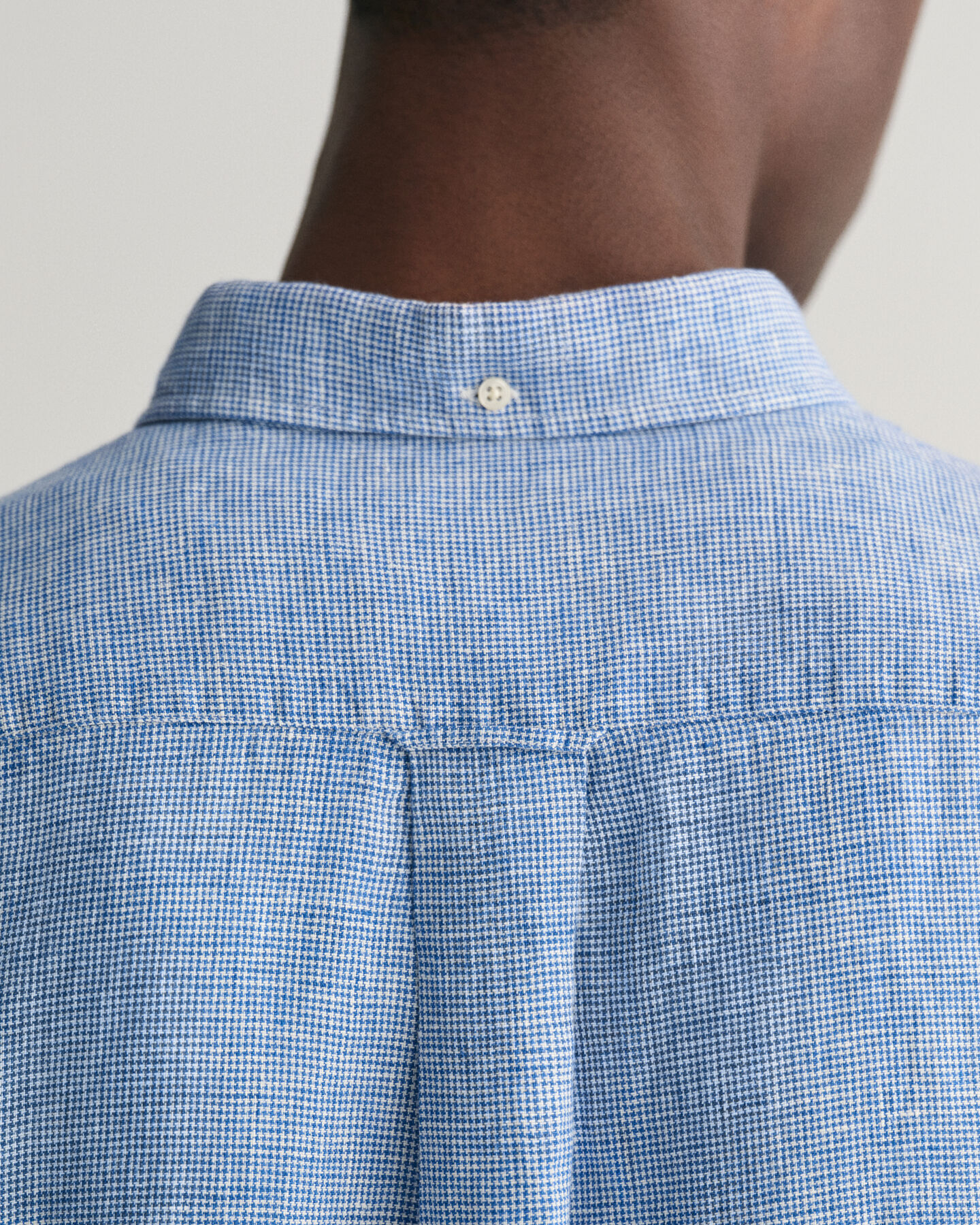 Chemise regular fit en lin &agrave; manches courtes &agrave; motif pied-de-poule