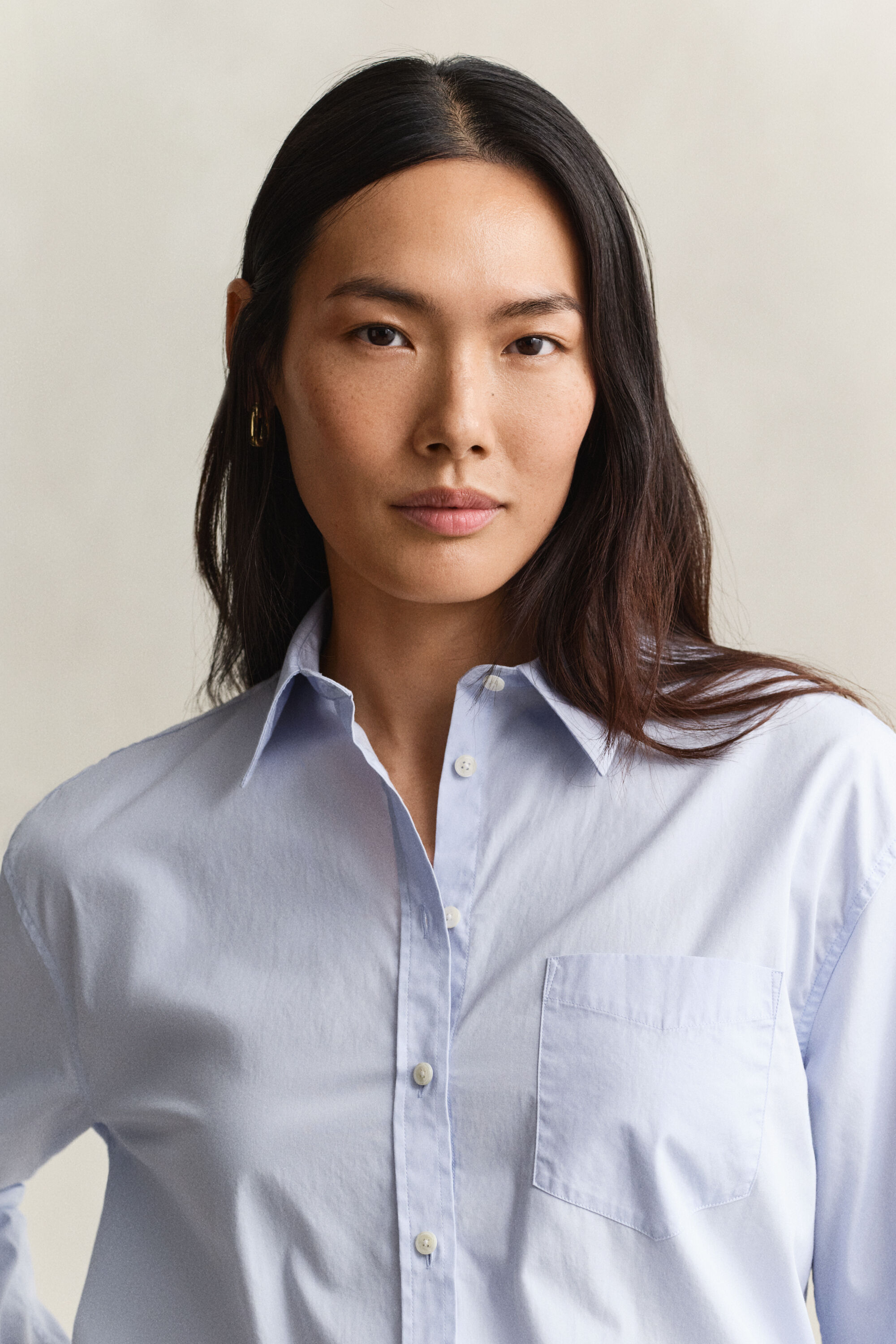 Chemise coupe décontractée en popeline classique