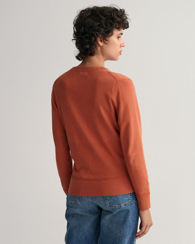 Cardigan col V en coton l&eacute;ger