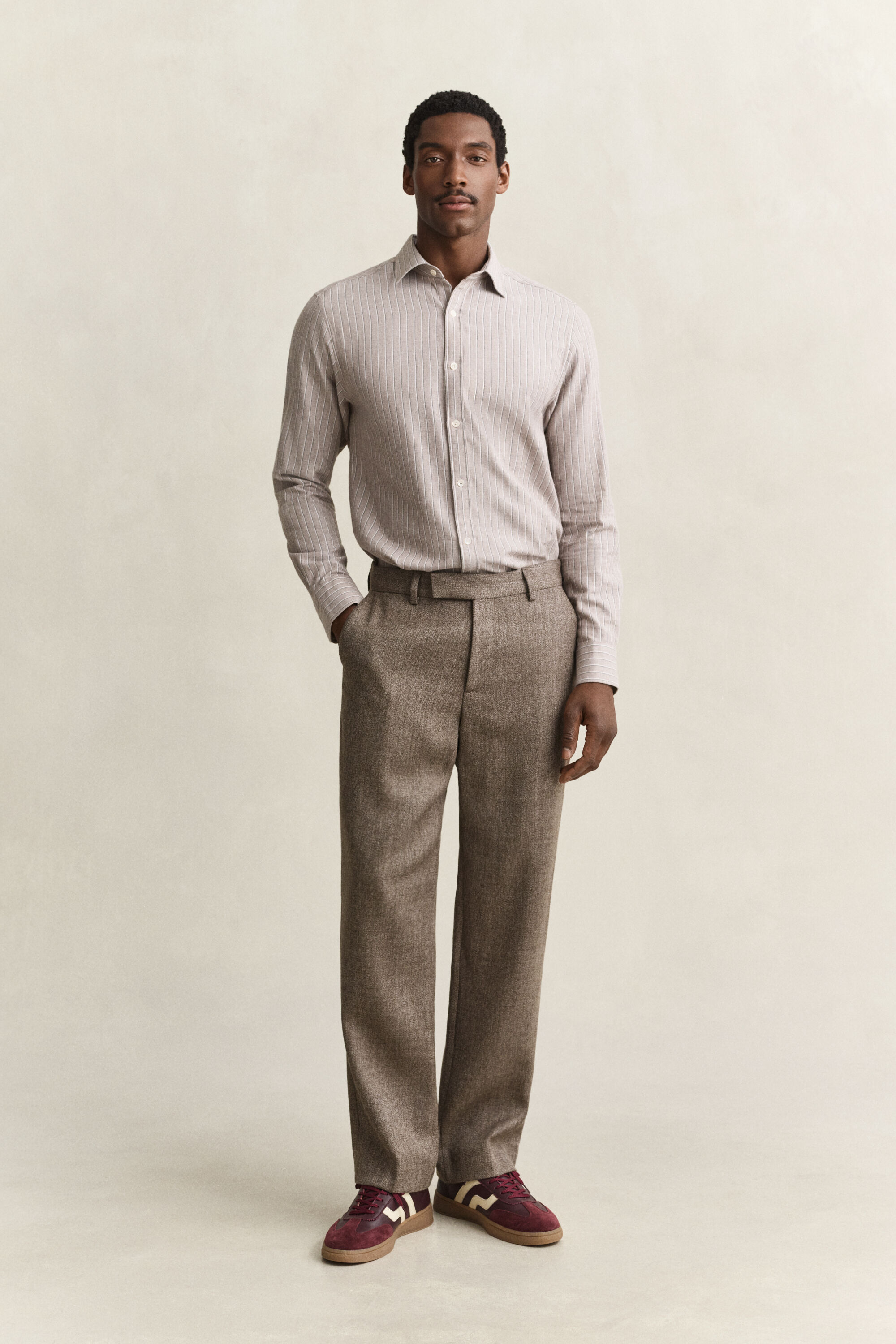 Pantalon en laine chinée