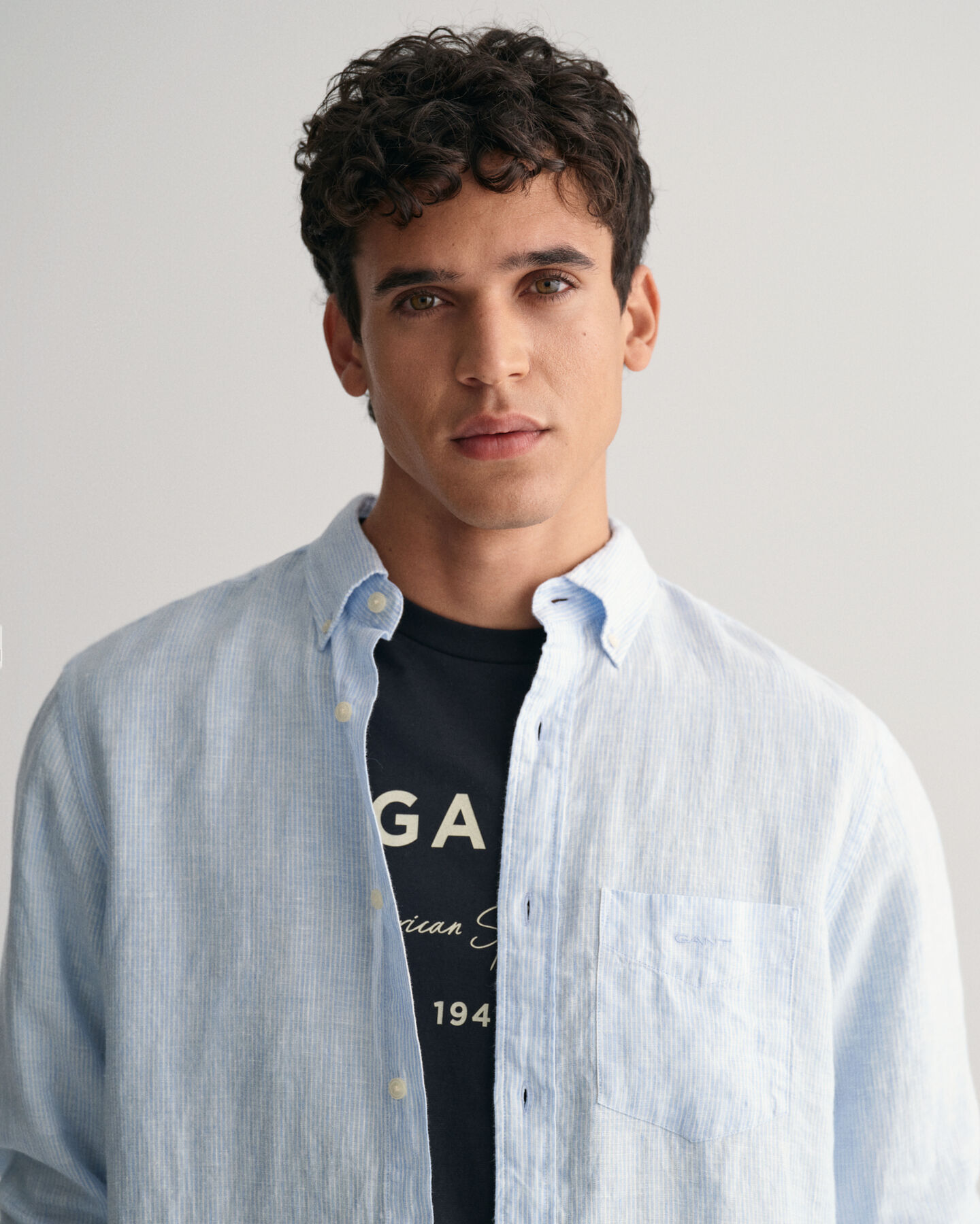 Chemise regular fit en lin à rayures