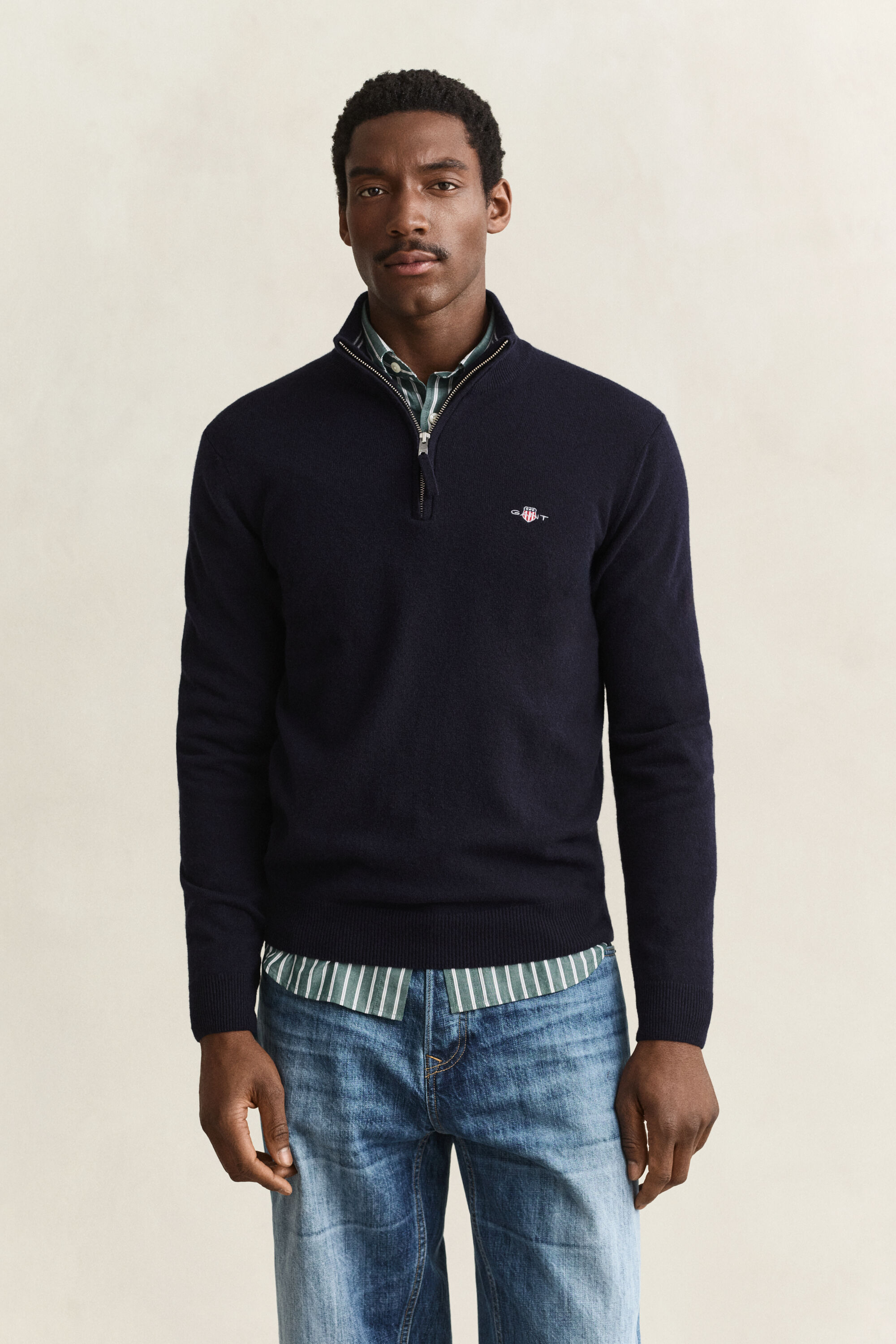 Pull à demi-zip en laine d’agneau