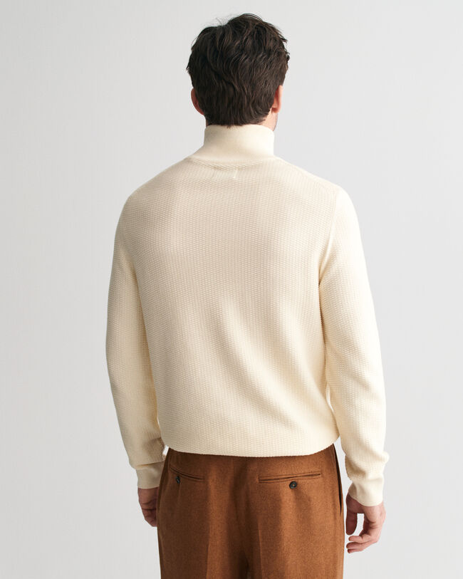 Pull à demi-zip en coton microtexturé