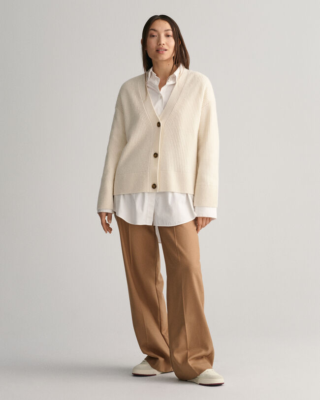 Cardigan en laine côtelée