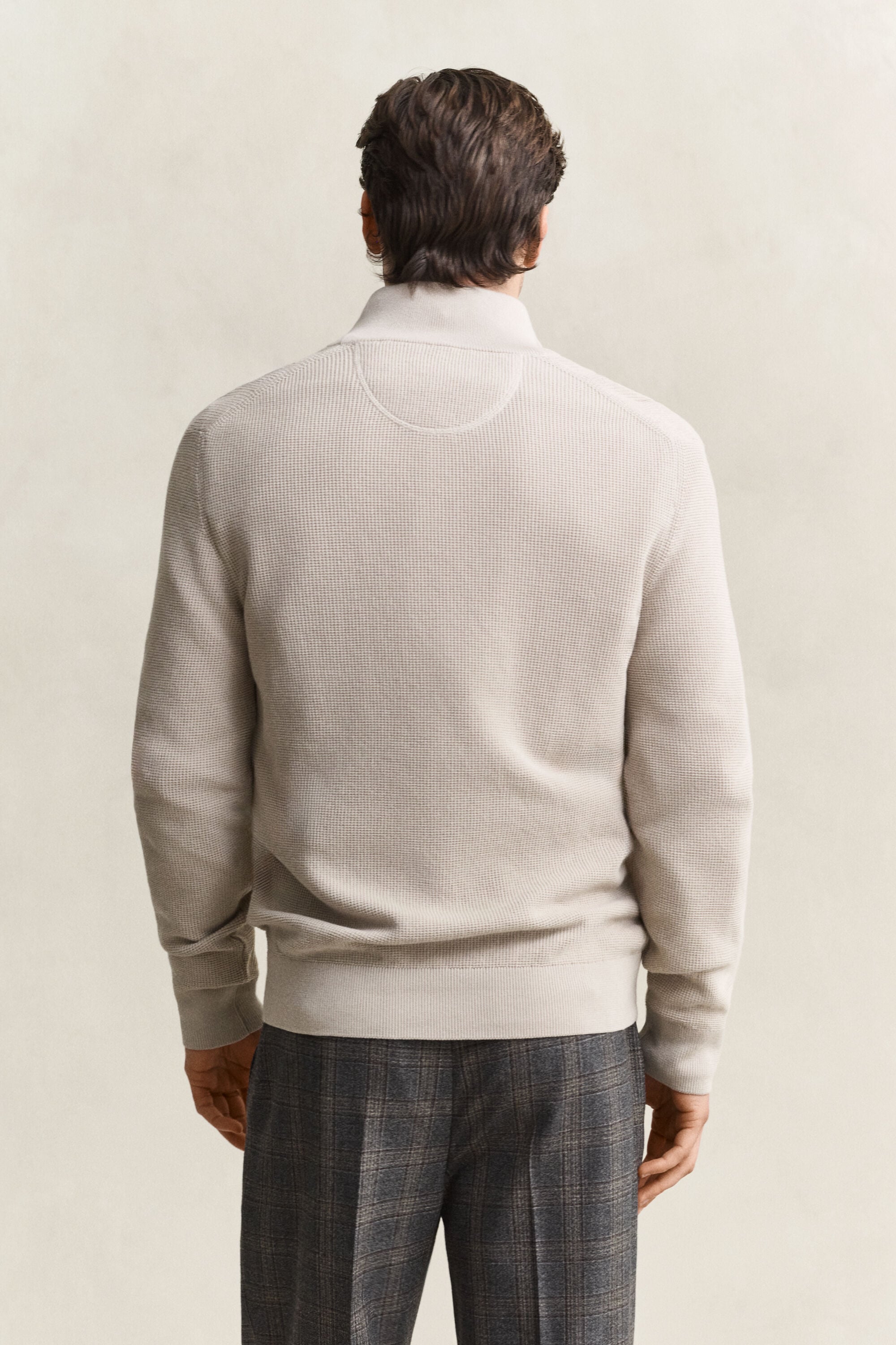 Pull à demi-zip en coton texturé