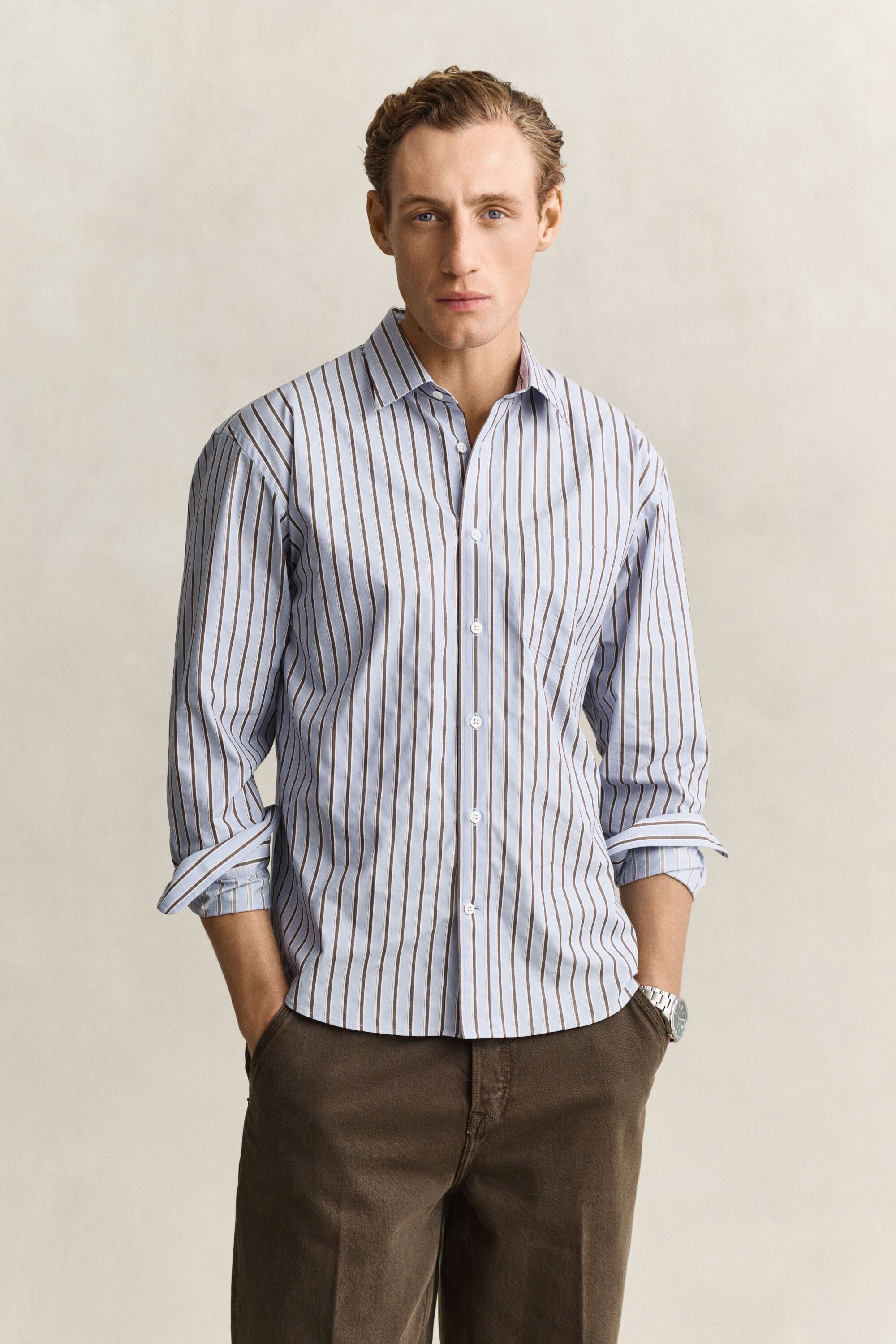 Chemise à rayures dobby