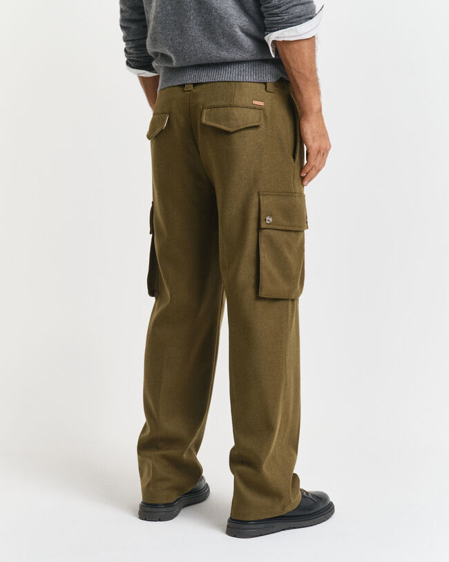 Pantalon cargo coupe décontractée en laine mélangée
