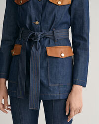 Veste en denim avec finitions en cuir