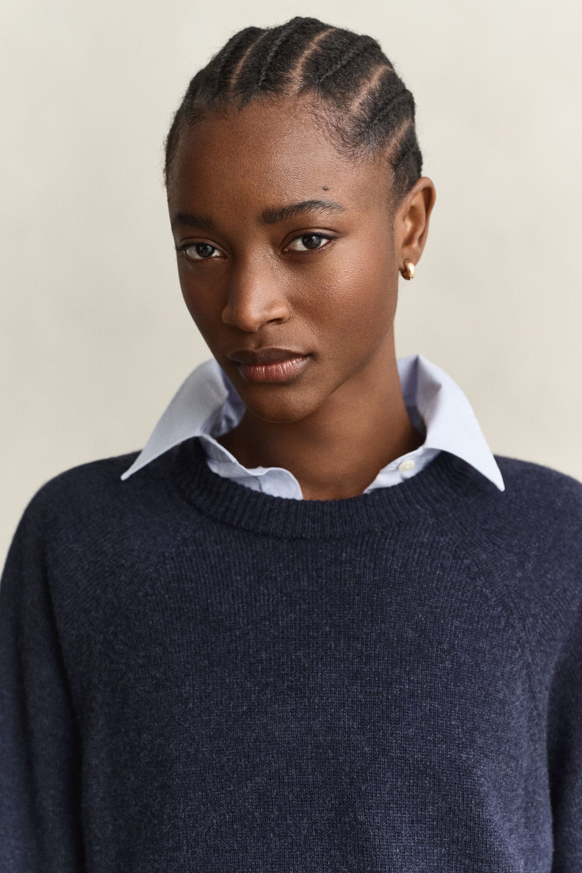 Pull col rond en laine et cachemire