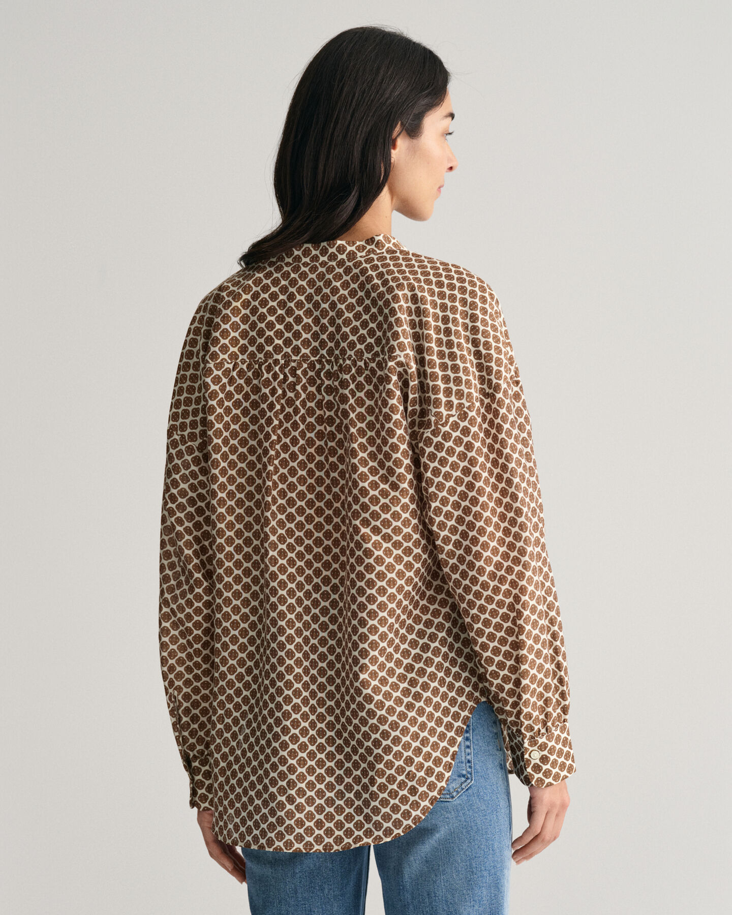 Chemisier en coton et soie à imprimé Monogram