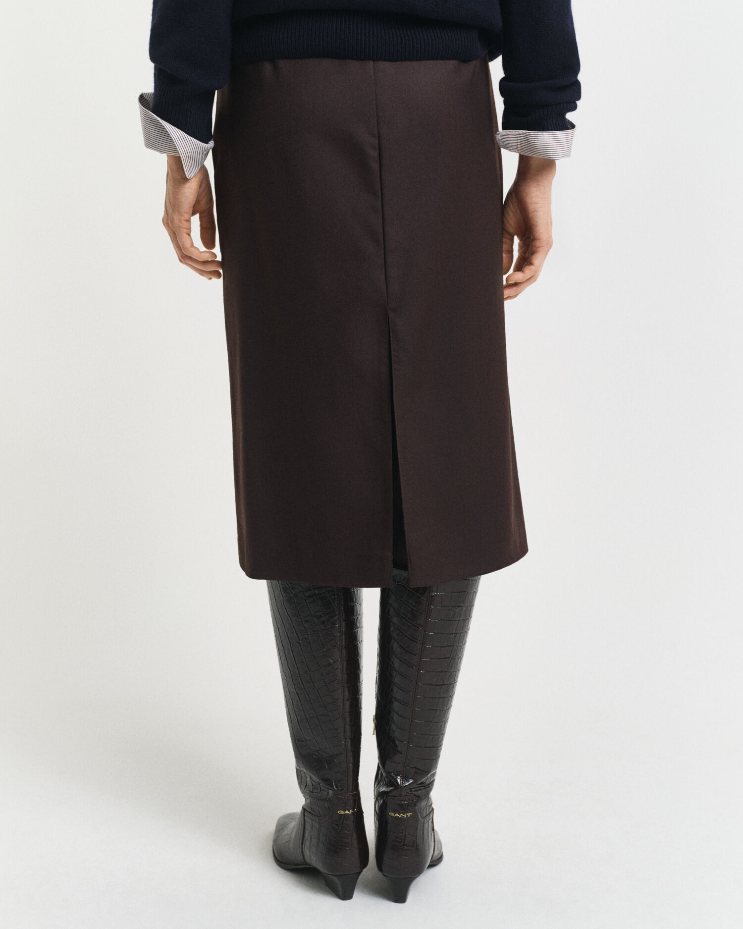 Jupe crayon midi en laine mélangée